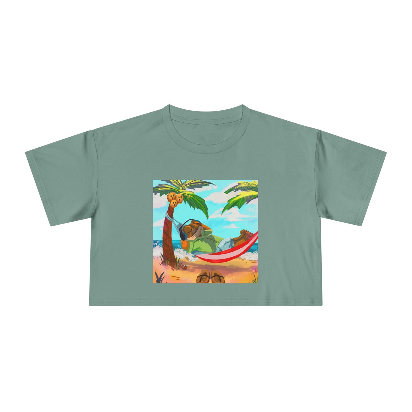Boriqua T-Shirt Tropical Paradise Crop Tee - Chill Vibes, Women's Casual Top, Summer Style, Beachwear, Vacation Shirt