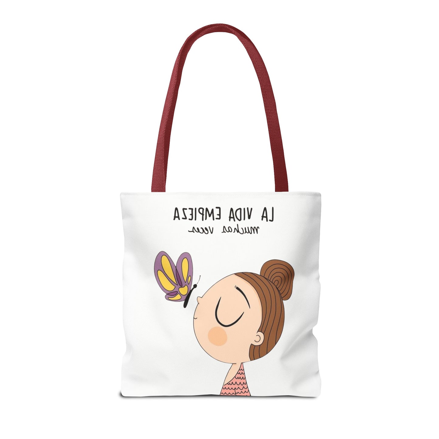 Lleva inspiración contigo a donde vayas, Eco-Friendly Carryall, Motivational Gift, Cute Reusable Shopper, Butterfly Design, Brighten Your Day