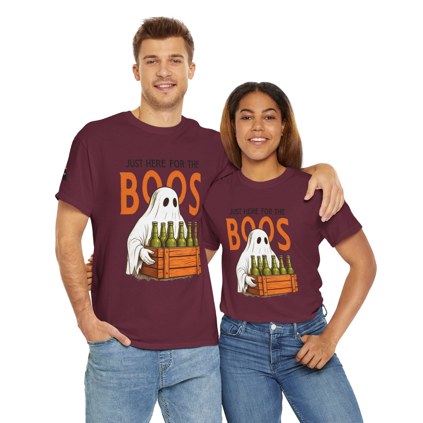 Just Here for the Boos Halloween Tee, Funny Ghost Shirt, Unisex Cotton T-Shirt, Spooky Party Apparel, Halloween Costume Top