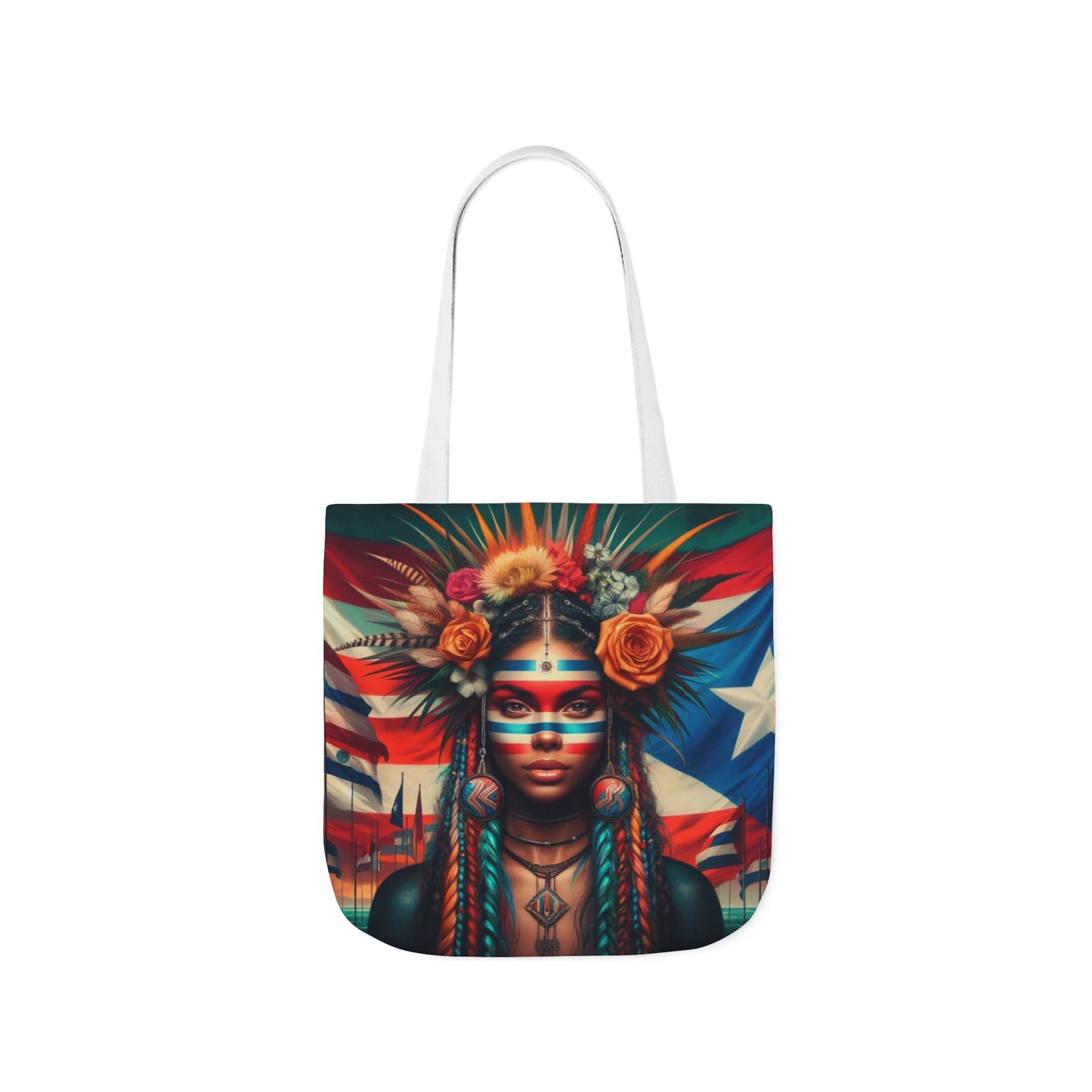 PUERTO RICO Canvas Tote Bag, 5-Color Straps