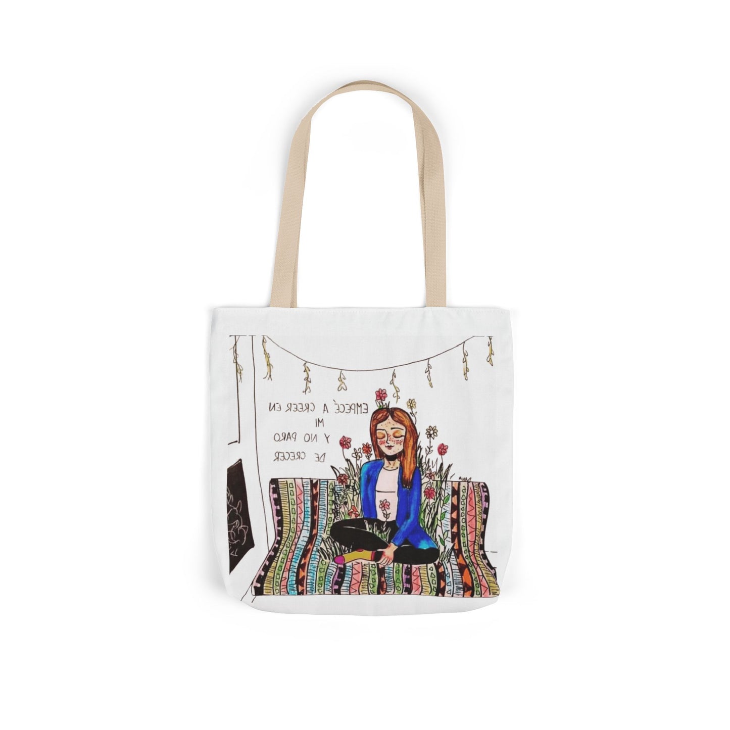 Lleva inspiración contigo a donde vayas Bohemian Style Canvas Tote Bag, Inspirational Art, Ideal for Gifts, Eco-Friendly Shopping, Beach Days, Travel Adventures