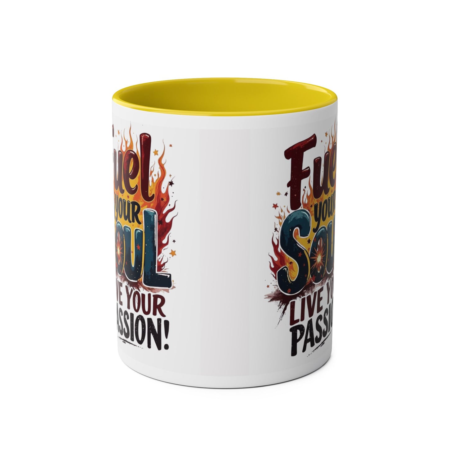 Fuel Your Soul Two-Tone Start your day with meaning. Coffee Mug | Inspirational Mug for Passionate Coffee Lovers, Gift for Creatives, Motivational Drinkware