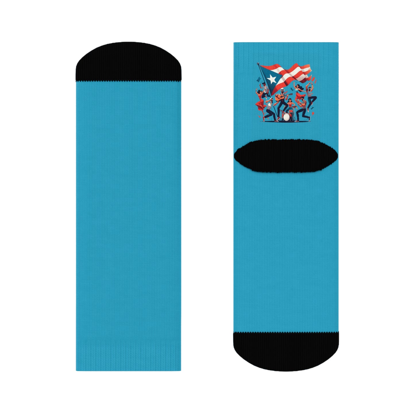 Step with Pride – From La Isla to NYC Patriotic Crew Socks for Special Occasions, Comfortable Socks, Casual Wear, Unique Fashion Accessory