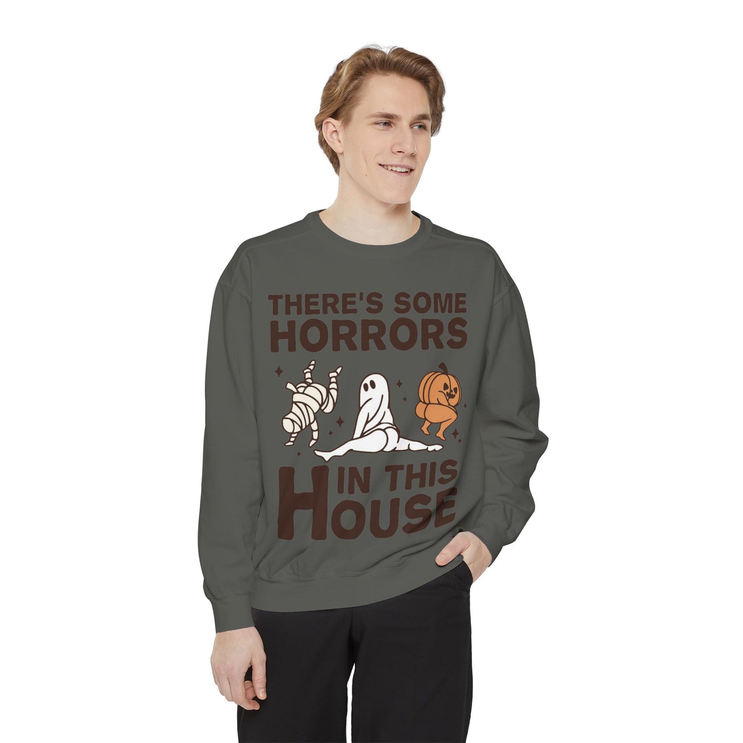 Halloween Themed Unisex Sweatshirt - Fun Ghosts & Mummy Design for Fall, Cozy Casual Wear, Halloween Party, Gift for Friends, Autumn Vibes