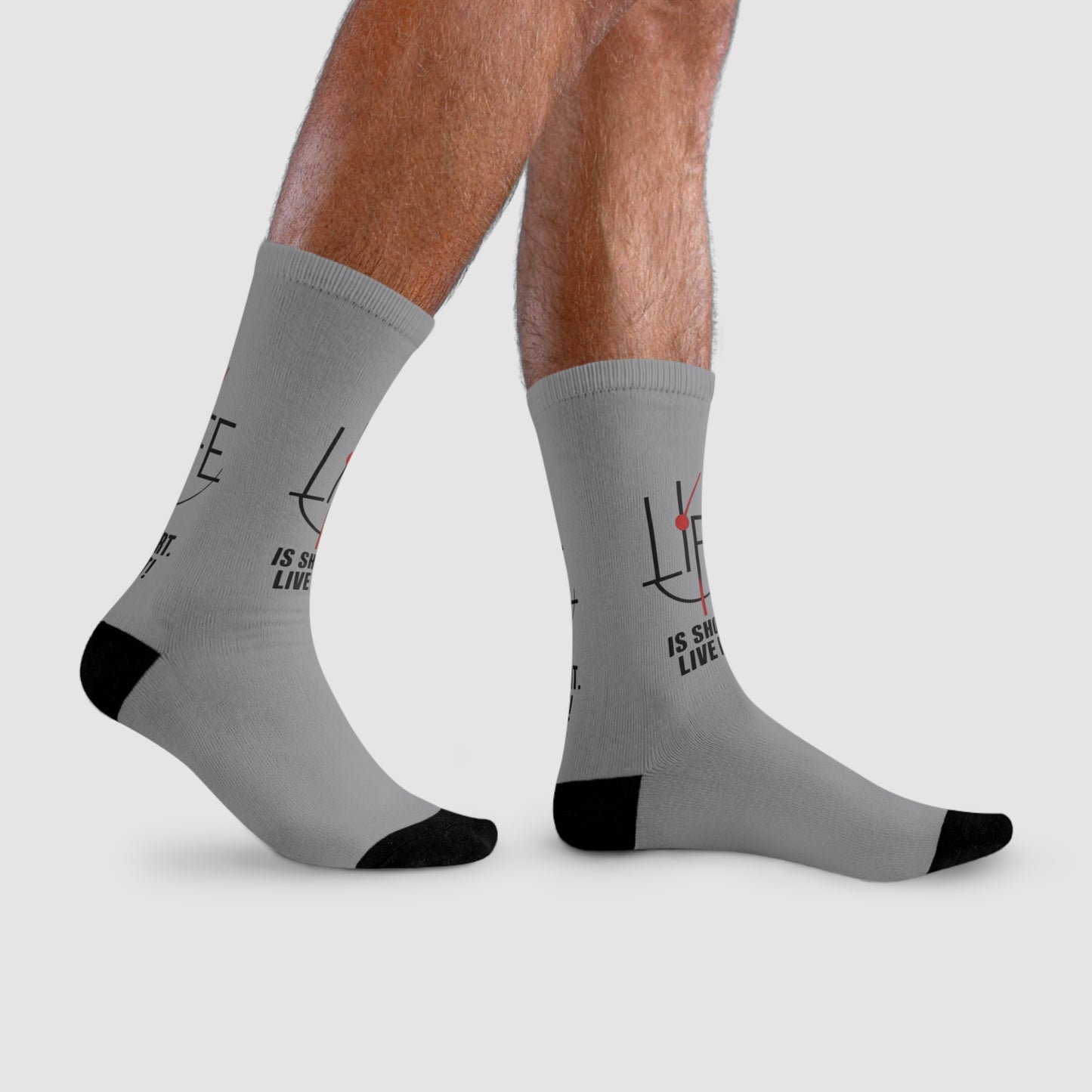 Life is Short Inspirational Crew Socks, Motivational Socks, Gift for Friends, Cozy Everyday Wear, Fun Sock Gift Idea