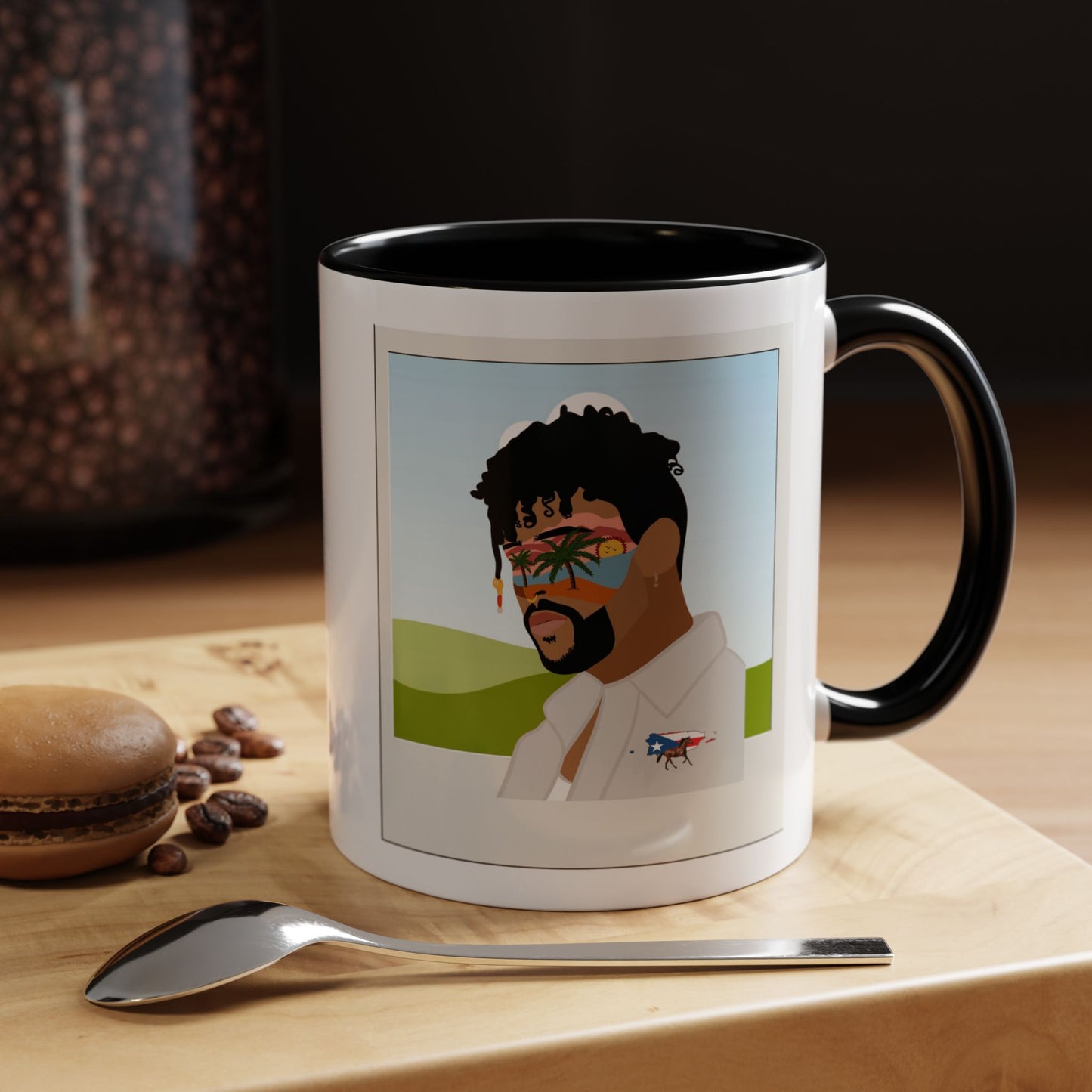 Por la manana Cafe Puerto Rican Mug Boricua Pride Mug Coffee Lover’s Essential, Stylish Mug with Portrait Design