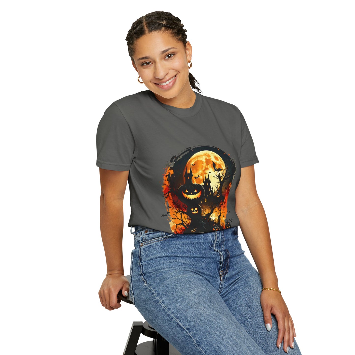 Halloween Moon Graphic T-shirt, Unisex Spooky Shirt, Fall Outfit, October Fest Tee, Halloween Party Wear, Trick or Treat T-shirt