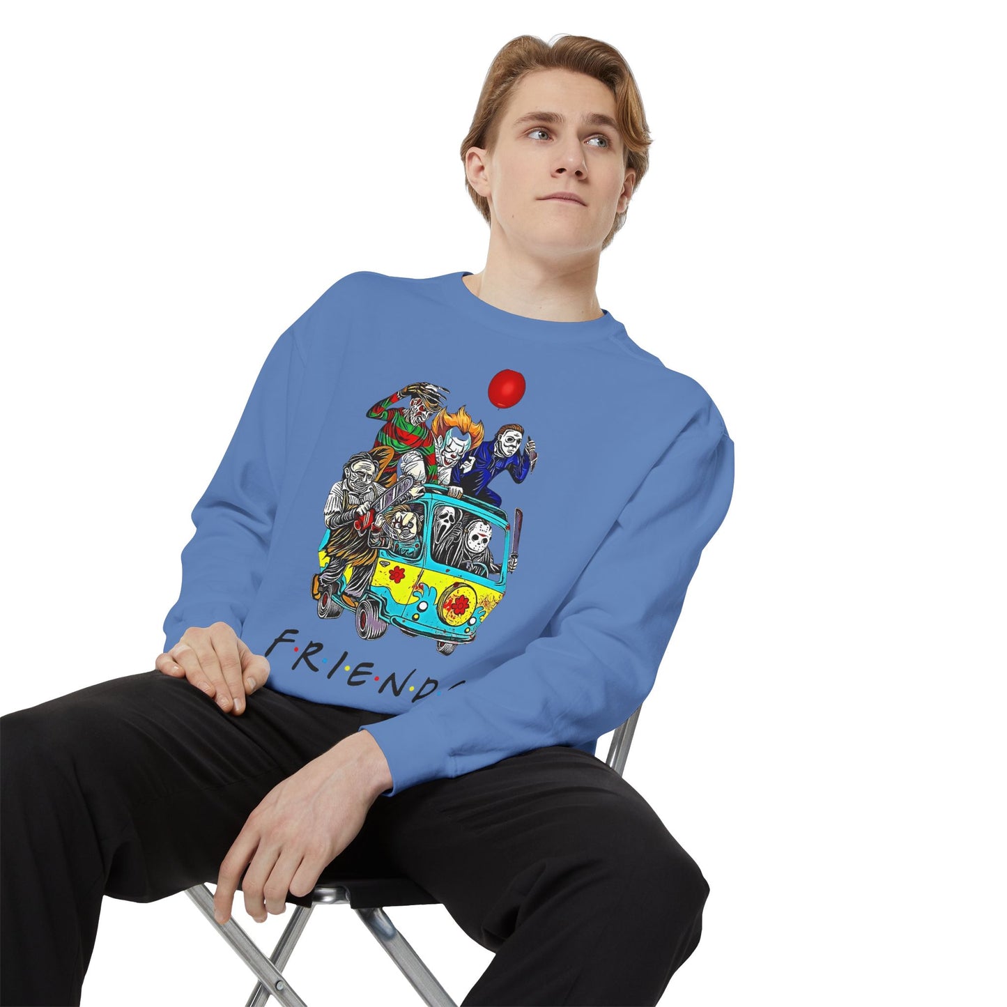 Friends-Inspired Unisex Garment-Dyed Sweatshirt, Cozy Casual Wear, Unique Graphic Sweatshirt, Perfect Gift, Everyday Style