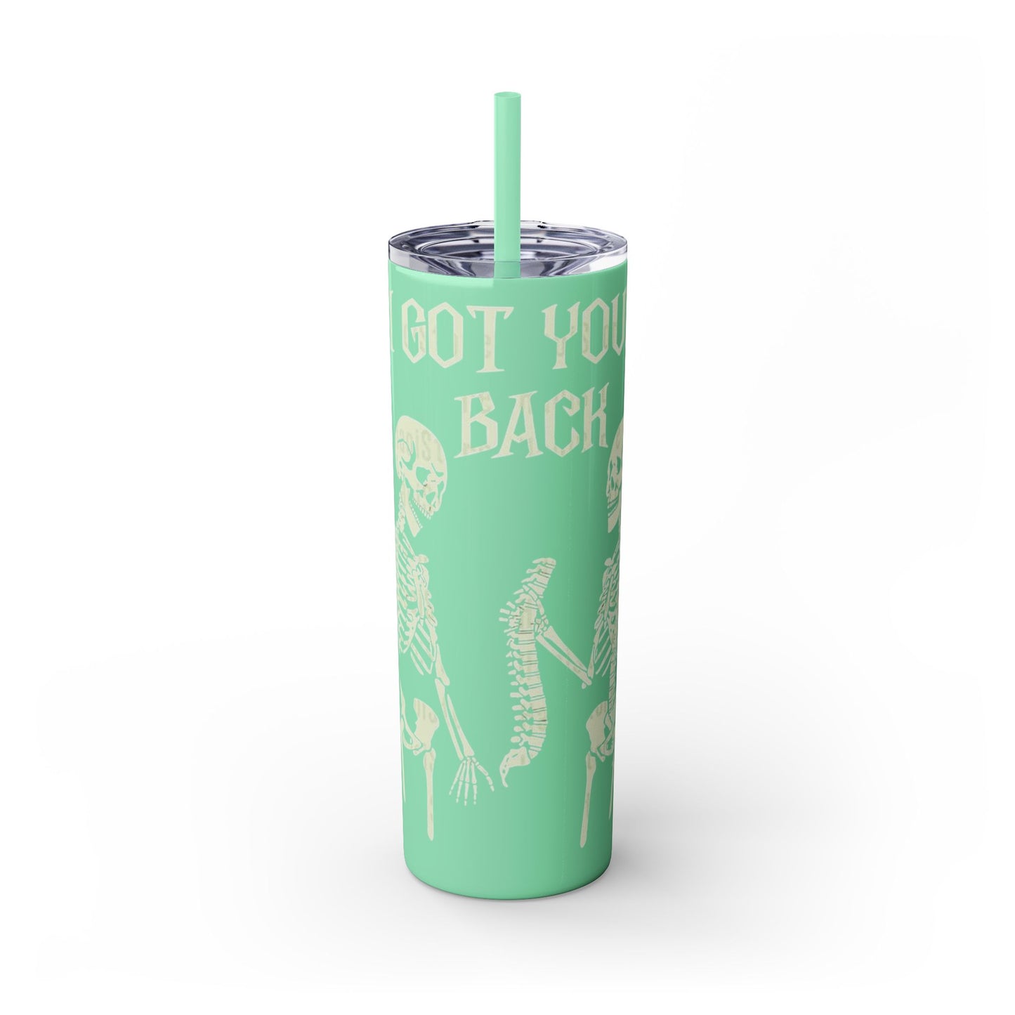 Halloween Skeleton-Themed Tumbler, Got Your Back Drinkware, I Got Your Back Skinny Tumbler, Cute Gifts for Halloween, Fun Vibes for Parties