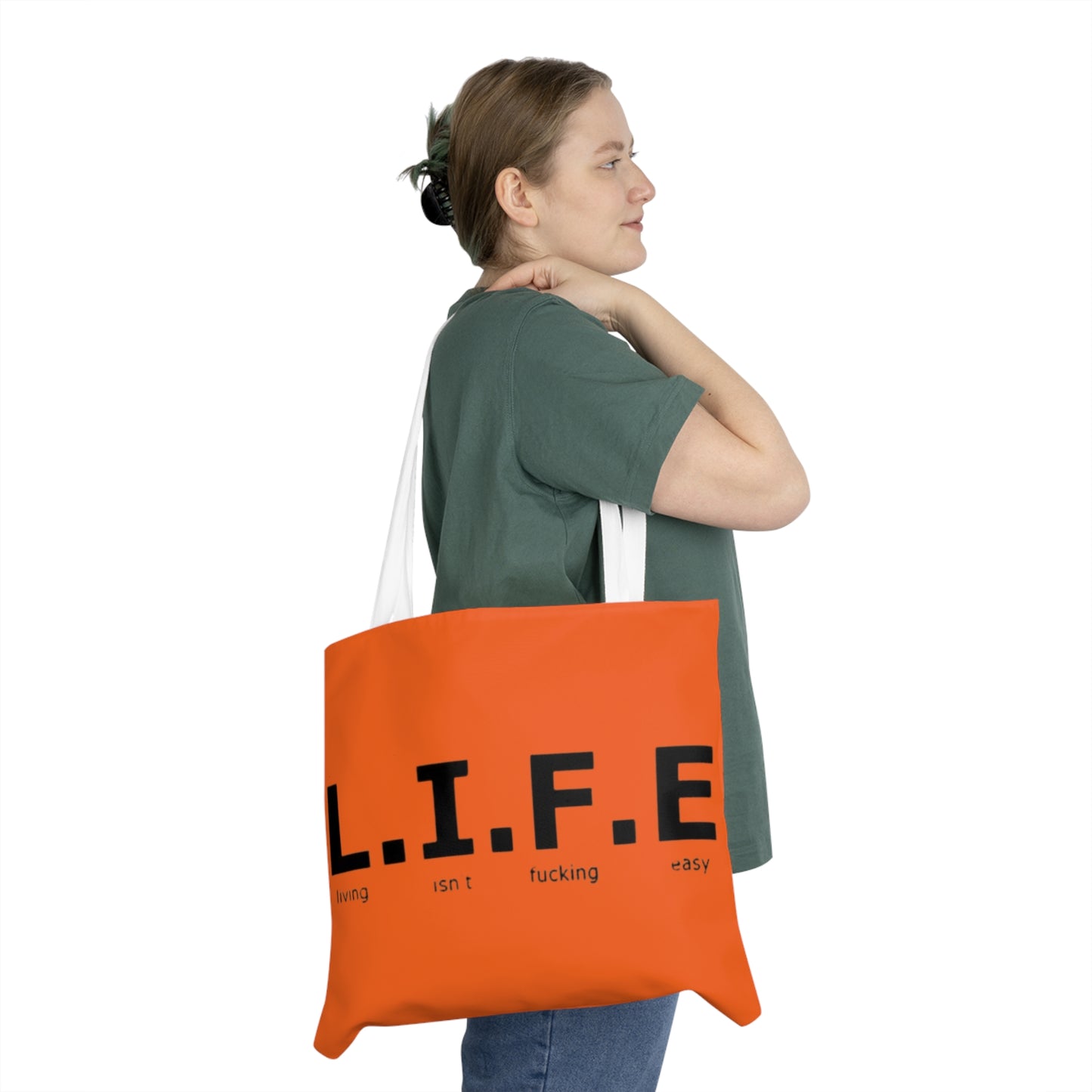 Vibrant L.I.F.E. Shoulder Tote Bag, Motivational Bag, Everyday Carryall, Gift for Life Lovers, Unique Statement Accessory