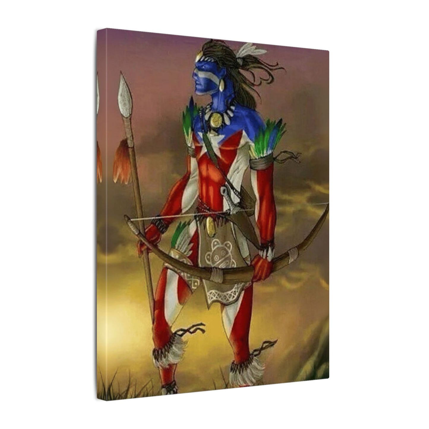 Borikén Rooted in Culture, Radiating Power Tribal Puerto Rico Warrior Canvas Art, Taino Wall Decor, Boho, Unique Gift for Collectors, Cultural Prints