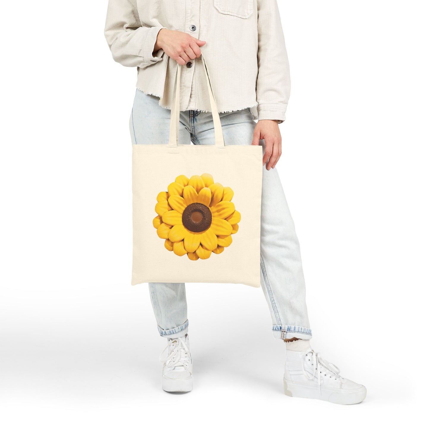 Carry Positivity Everywhere You Go Sunflower Cotton Canvas Tote Bag, Eco-Friendly Shopping Bag, Floral Grocery Tote, Gift for Her, Beach Bag, Reusable Tote