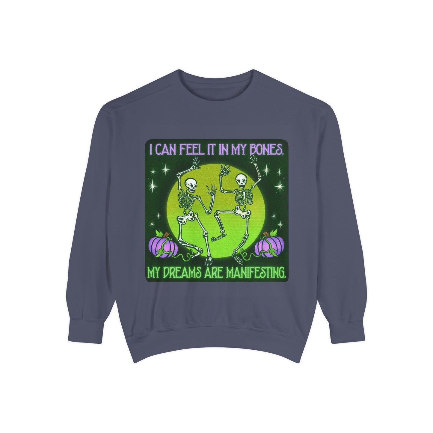 Spooky Manifesting Sweatshirt, Unisex Skeleton Pullover, Halloween Apparel, Cozy Fall Fashion, Casual Trendy Top, Unique Gift