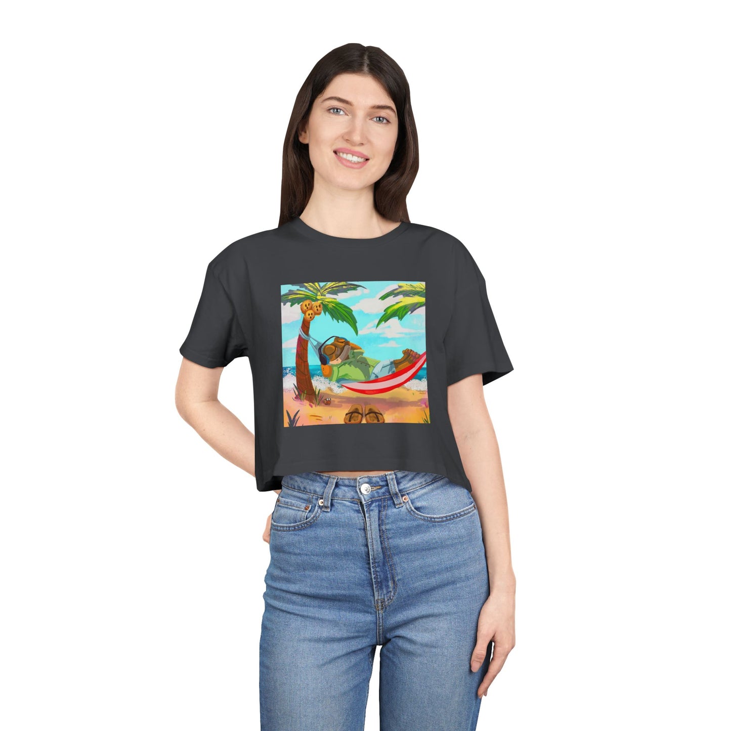 Boriqua T-Shirt Tropical Paradise Crop Tee - Chill Vibes, Women's Casual Top, Summer Style, Beachwear, Vacation Shirt