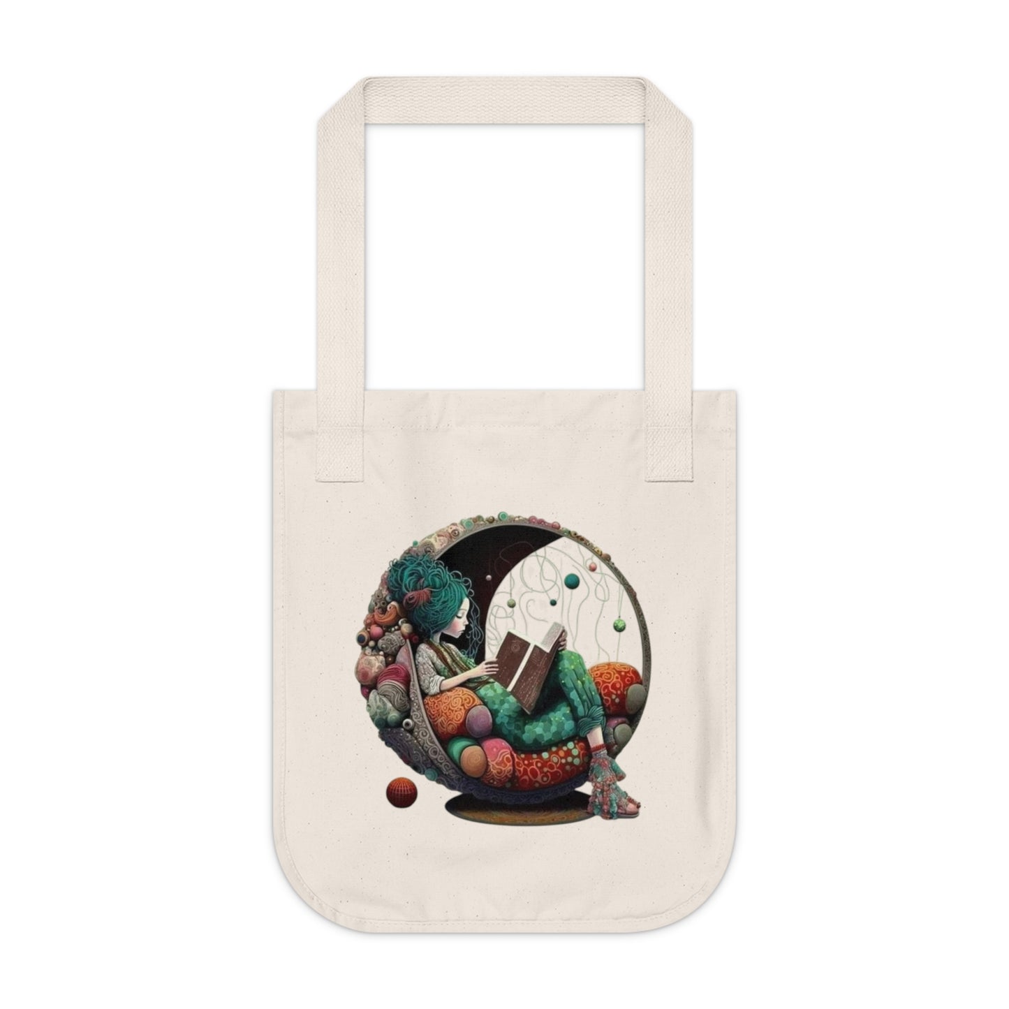 Inspiration On the Go Whimsical Organic Canvas Artistic Gift for Readers, Birthday Present, Reusable Bag