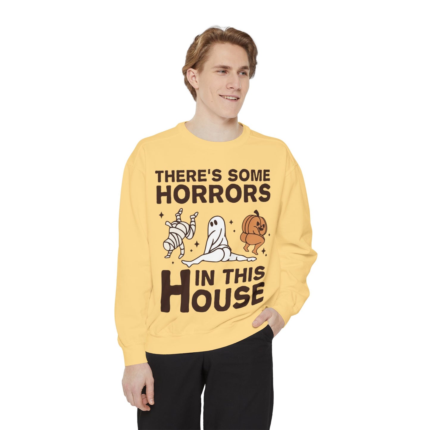 Halloween Themed Unisex Sweatshirt - Fun Ghosts & Mummy Design for Fall, Cozy Casual Wear, Halloween Party, Gift for Friends, Autumn Vibes