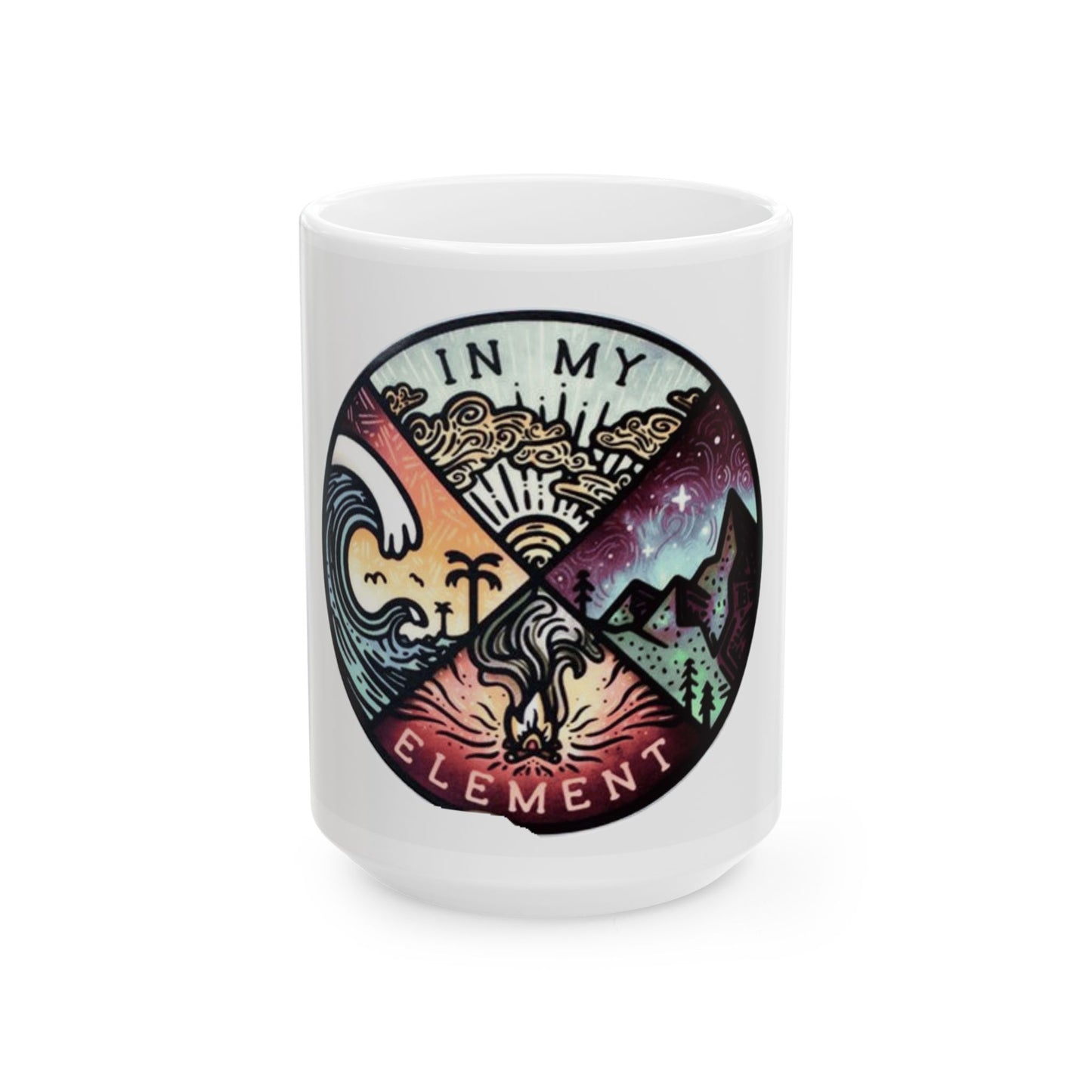 Nature-Inspired Ceramic Mug In My Element, Start your day with meaning. Cozy Coffee Cup, Gift for Nature Lovers, Beach Themed Mug, Eco-Friendly Drinkware