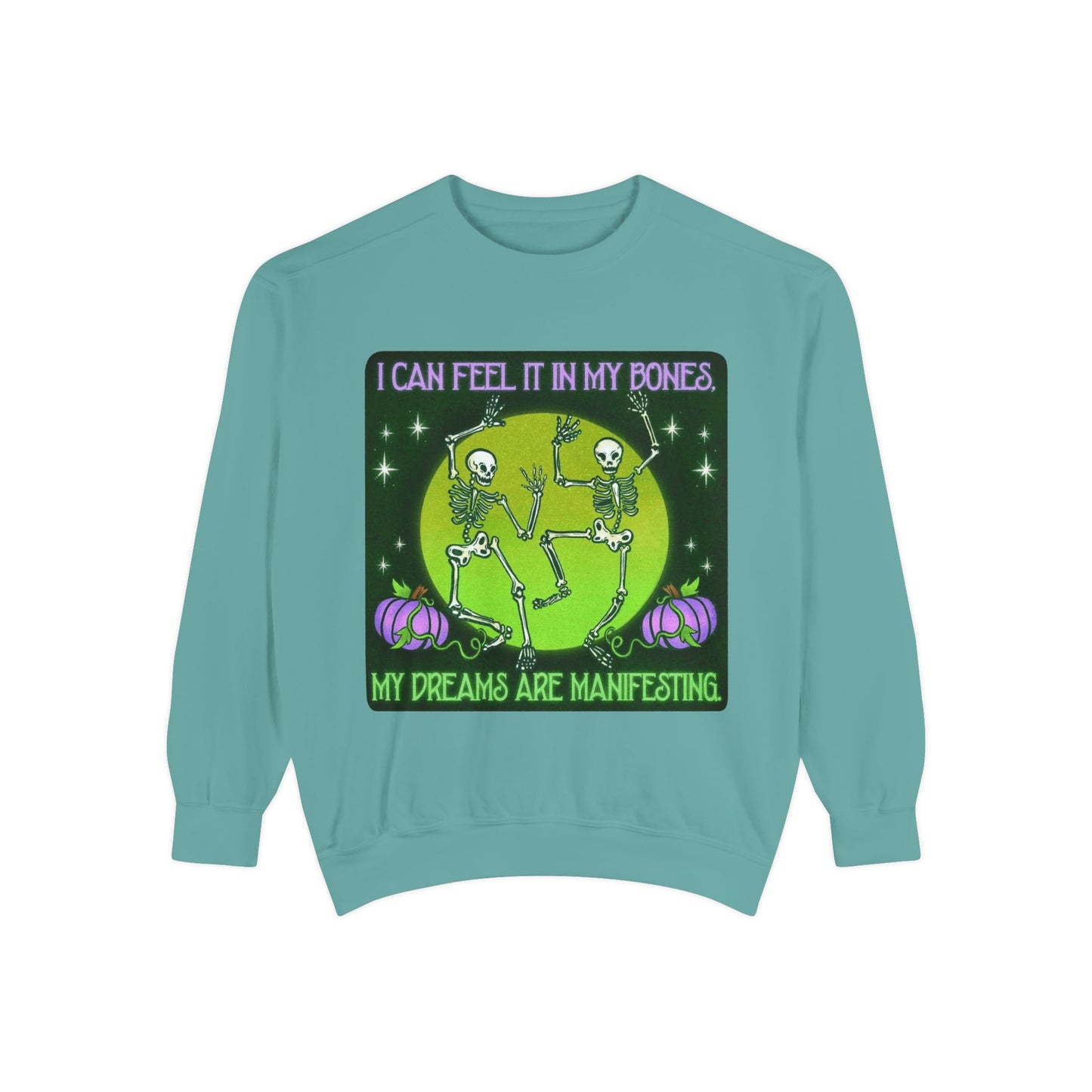 Spooky Manifesting Sweatshirt, Unisex Skeleton Pullover, Halloween Apparel, Cozy Fall Fashion, Casual Trendy Top, Unique Gift
