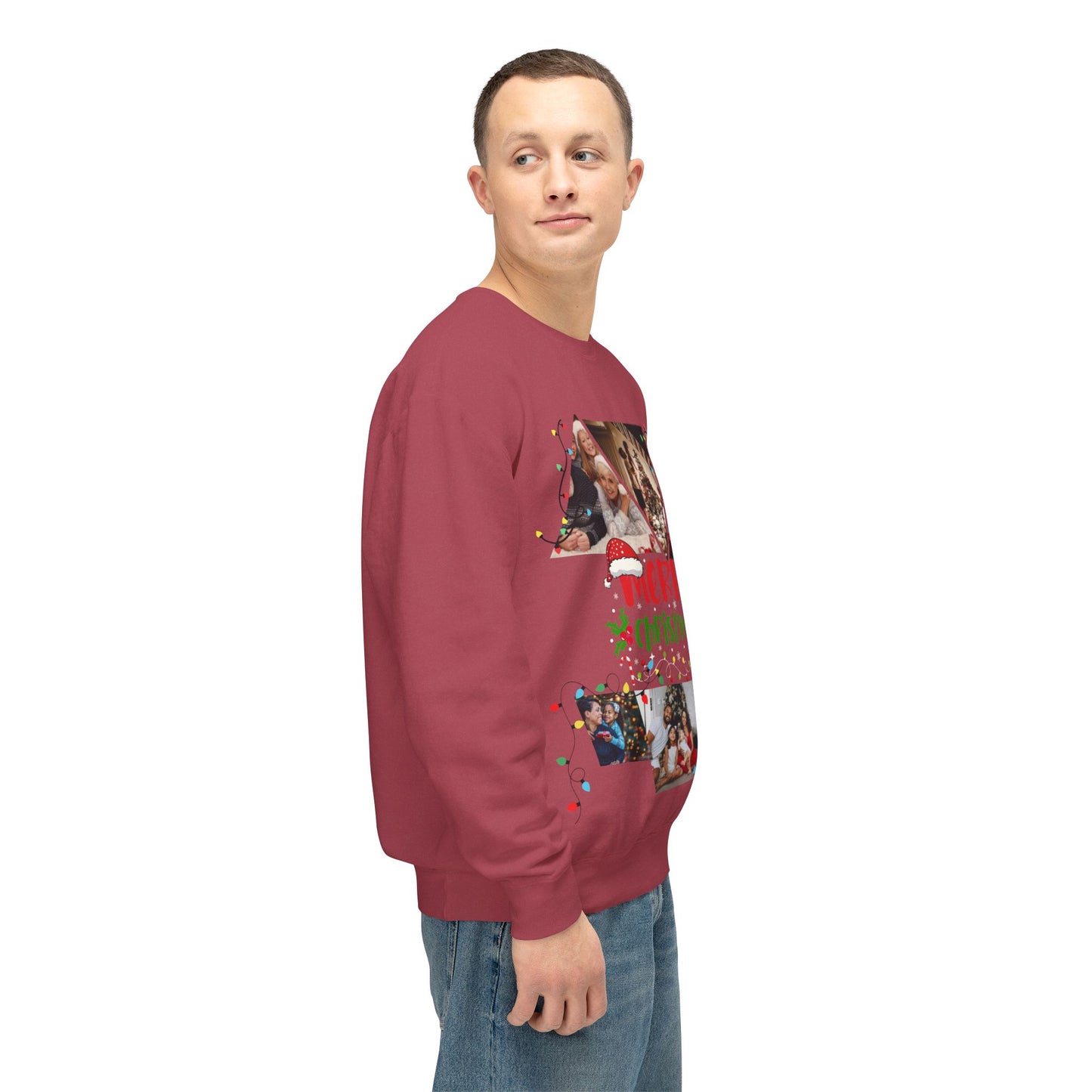 Christmas Photo Collage Sweatshirt — "Merry Christmas" Holiday Crewneck