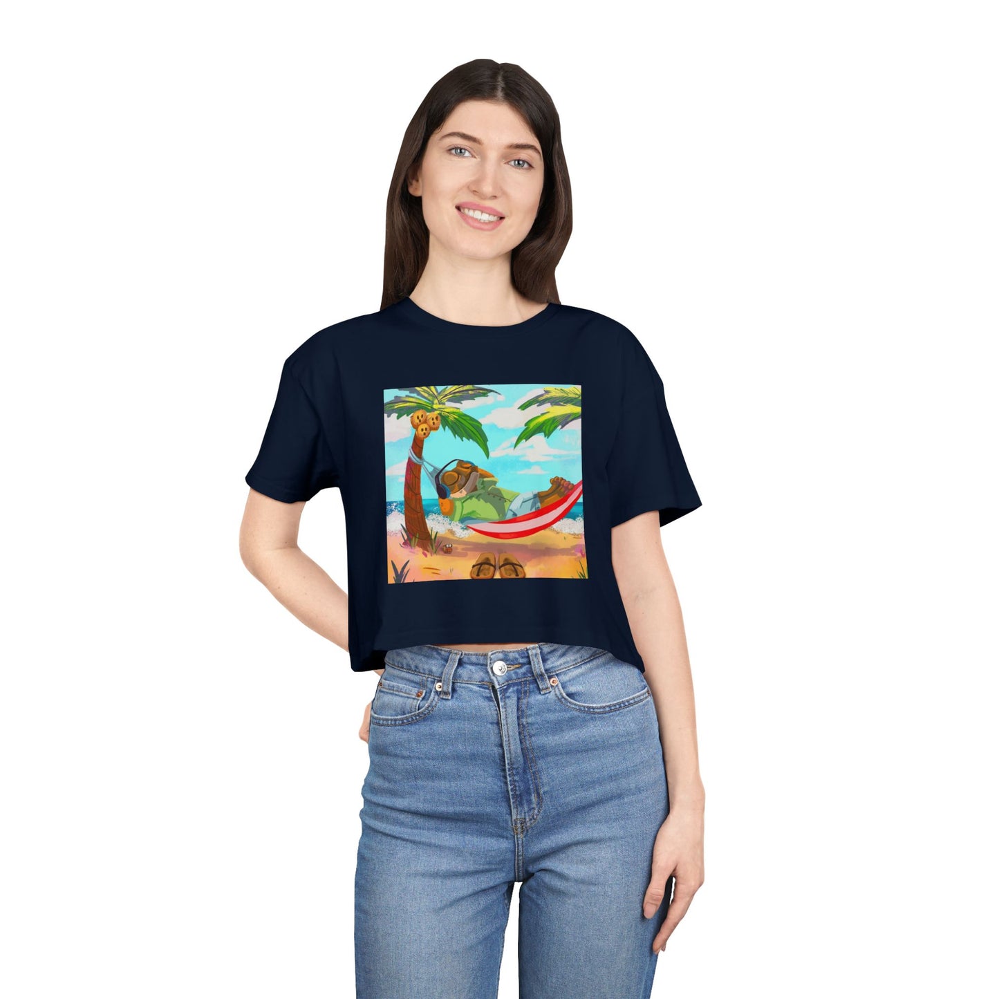Boriqua T-Shirt Tropical Paradise Crop Tee - Chill Vibes, Women's Casual Top, Summer Style, Beachwear, Vacation Shirt