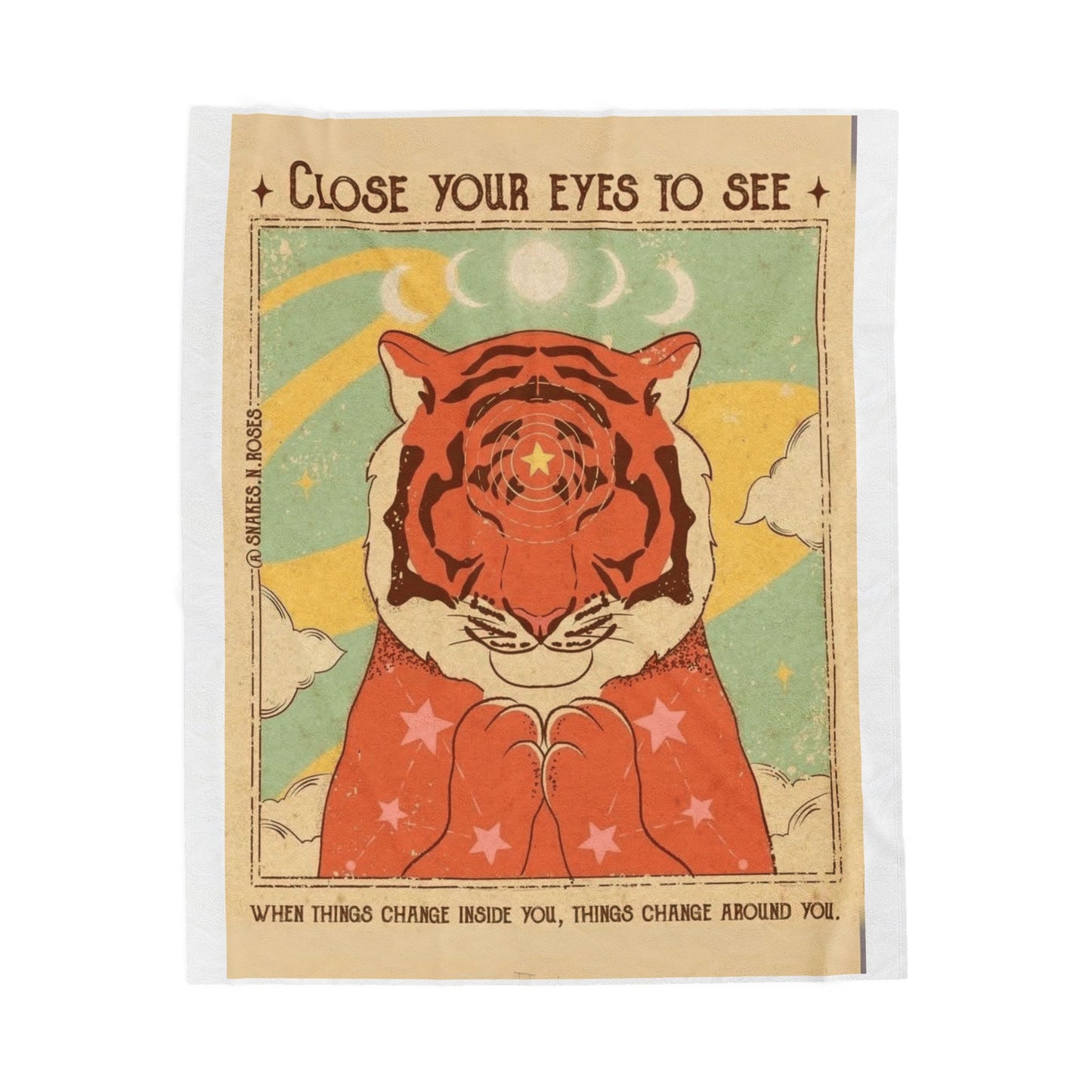 Wrap Your Soul in Comfort & Intention Tiger Dreams Inspirational Velveteen Plush Blanket, Cozy Throw for Meditation, Dreamy Gift for Yoga Lovers, Home Decor, Unique Gift Idea