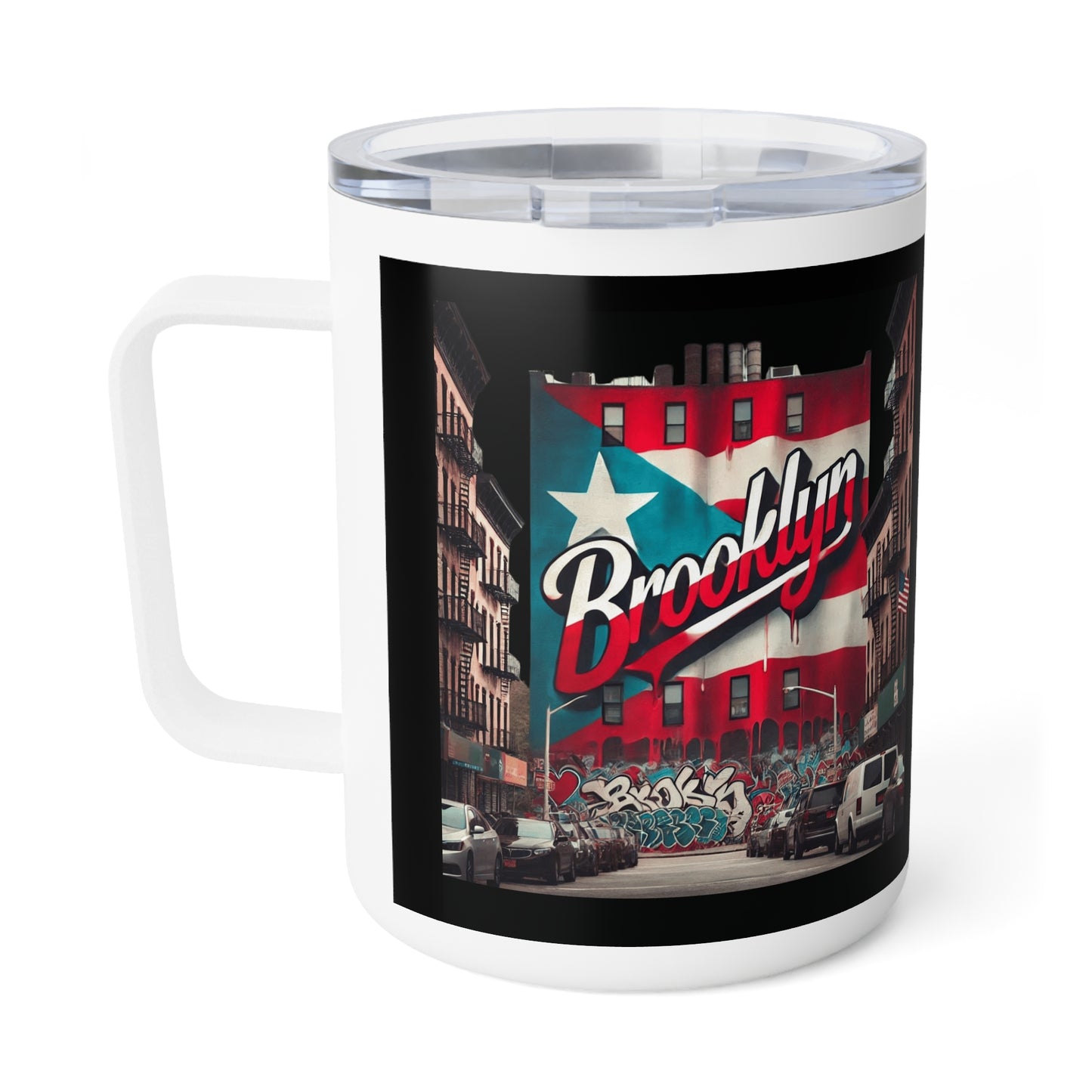 Brooklyn Themed Insulated Coffee Mug, Trave Puerto Rico Coffee Cup Viva Puerto Rico