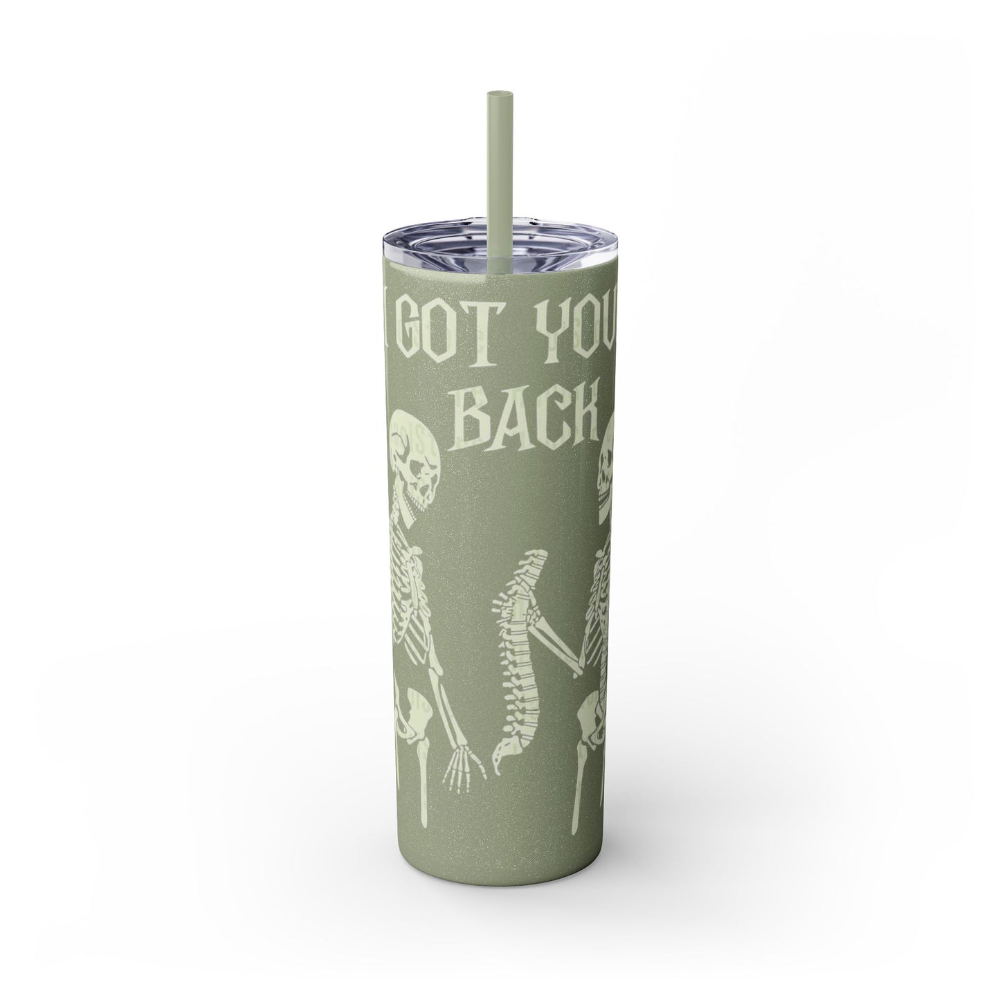 Halloween Skeleton-Themed Tumbler, Got Your Back Drinkware, I Got Your Back Skinny Tumbler, Cute Gifts for Halloween, Fun Vibes for Parties