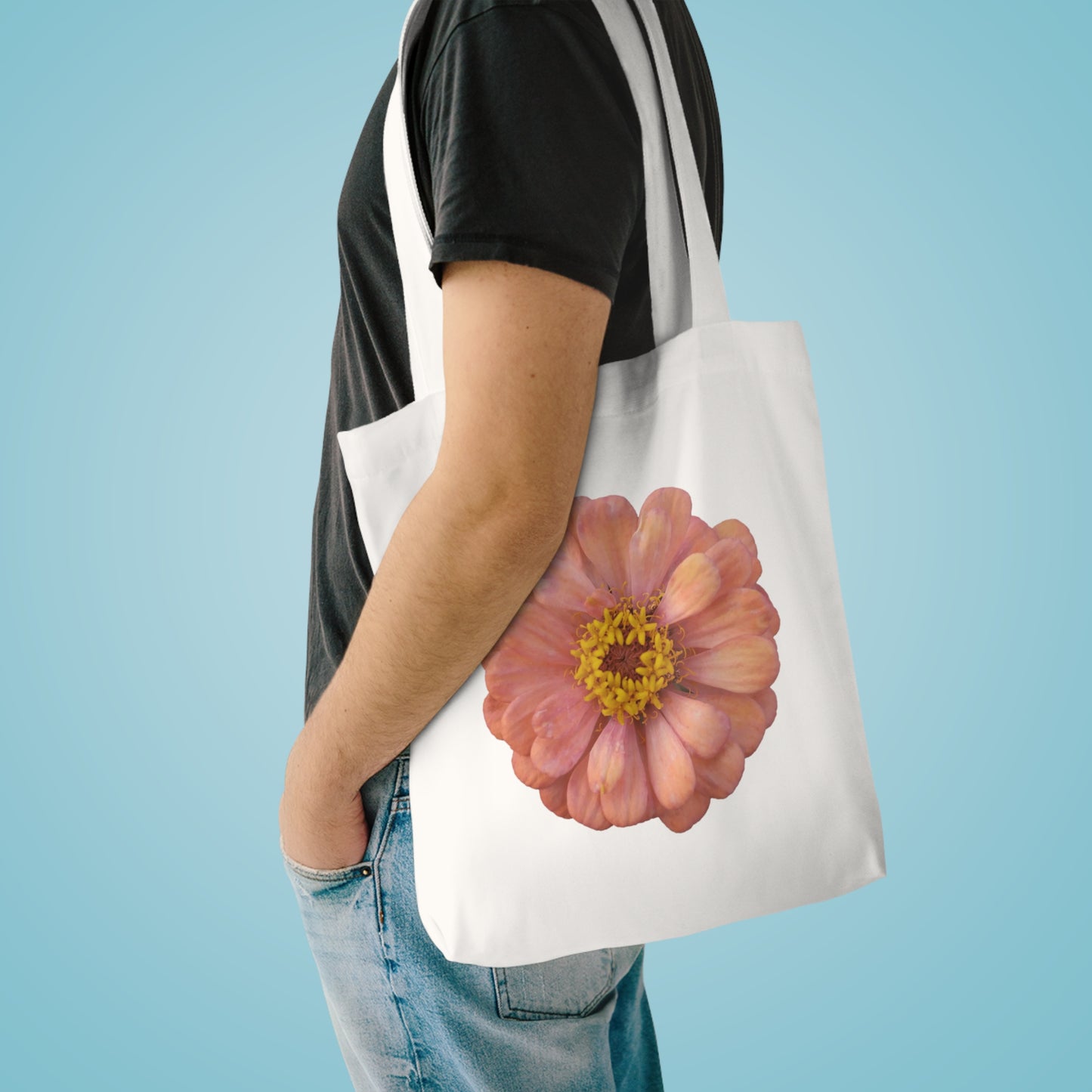 Stylish Floral Cotton Tote Bag, Eco-Friendly Shopping Tote, Beach Bag, Gift for Her, Reusable Grocery Bag, Fashionable Handbag