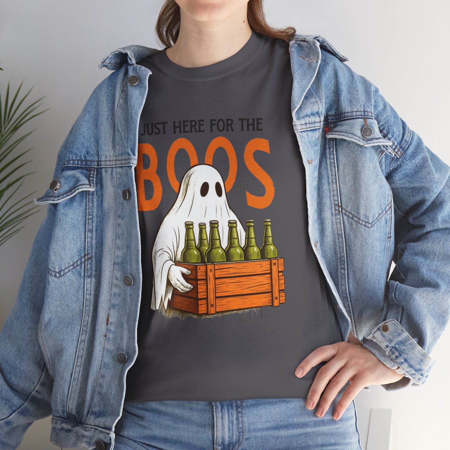 Just Here for the Boos Halloween Tee, Funny Ghost Shirt, Unisex Cotton T-Shirt, Spooky Party Apparel, Halloween Costume Top
