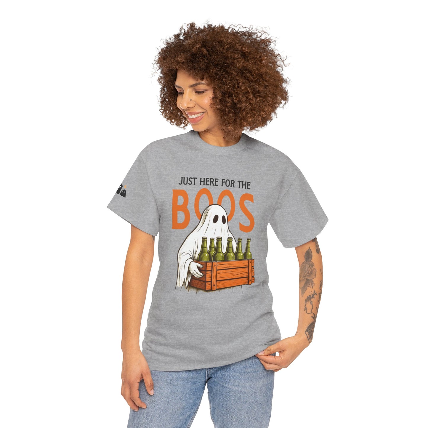 Just Here for the Boos Halloween Tee, Funny Ghost Shirt, Unisex Cotton T-Shirt, Spooky Party Apparel, Halloween Costume Top