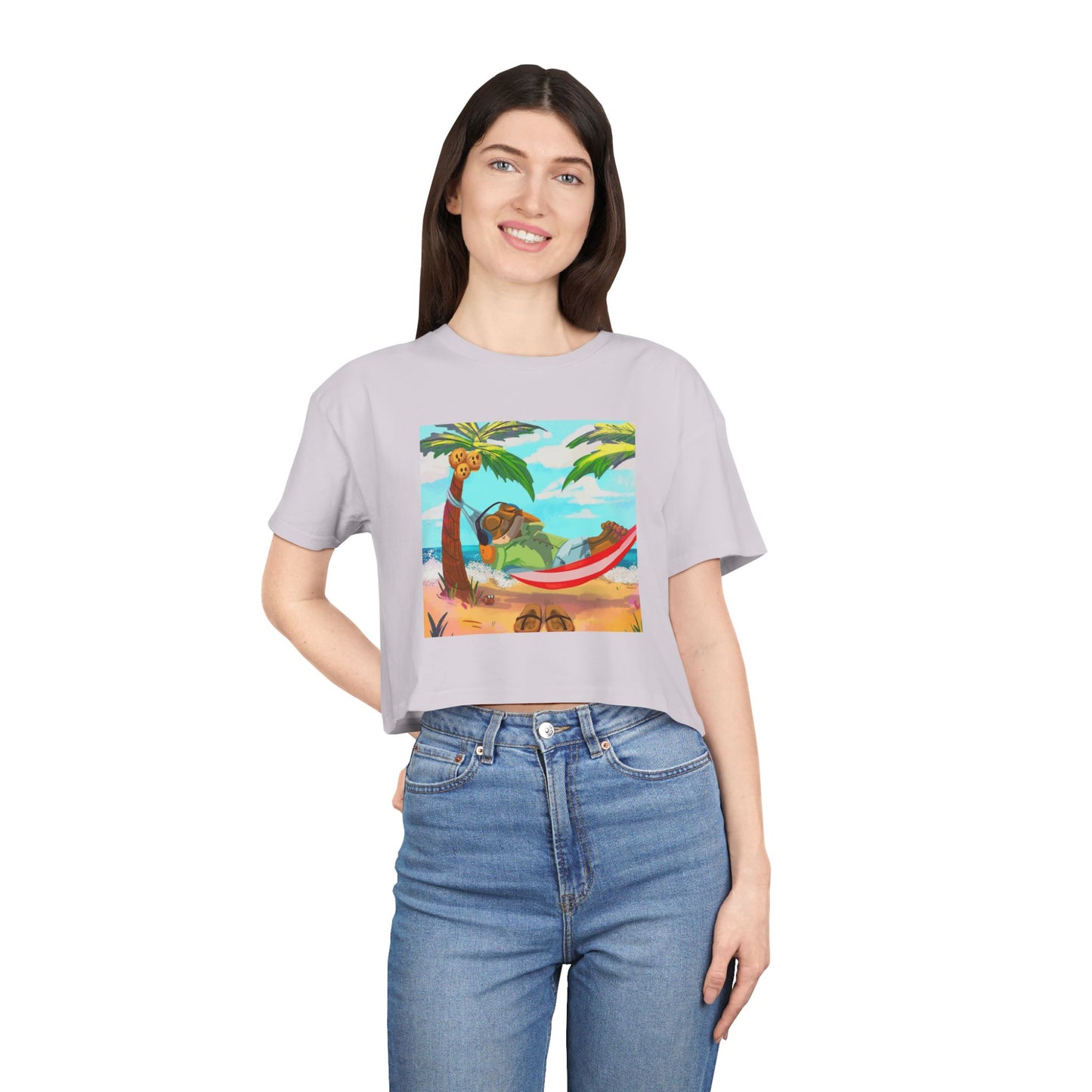 Boriqua T-Shirt Tropical Paradise Crop Tee - Chill Vibes, Women's Casual Top, Summer Style, Beachwear, Vacation Shirt