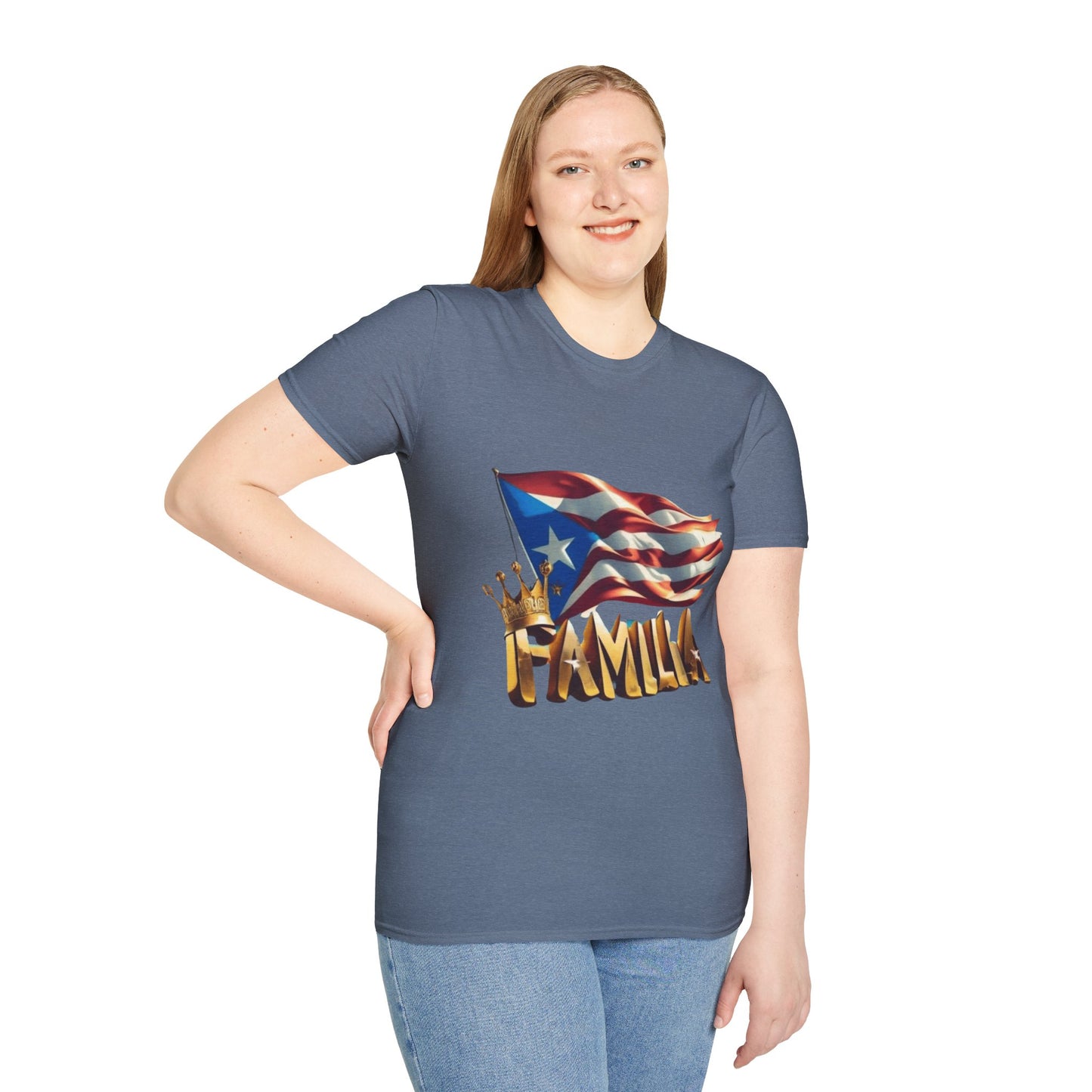Puerto Rican Familia T-Shirt, Unisex Softstyle Tee, Patriotic Shirt, Family Unity Gift, Summer Celebration Apparel