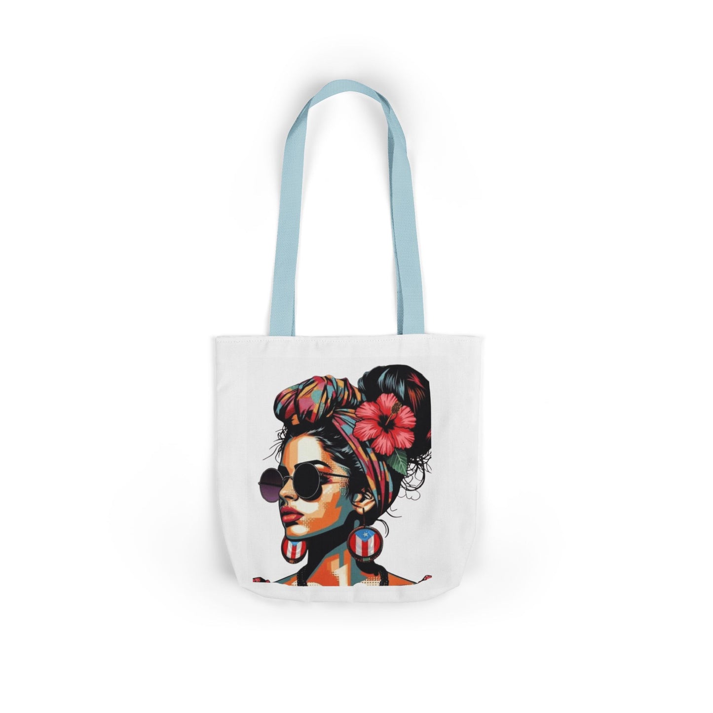 Carry Your Culture – Puerto Rican Pride in Every Step Chic Canvas Tote Bag - Stylish Floral Portrait, Trendy Beach Carryall, Mother's Day Gift, Everyday Shopper, Art Lovers Essential