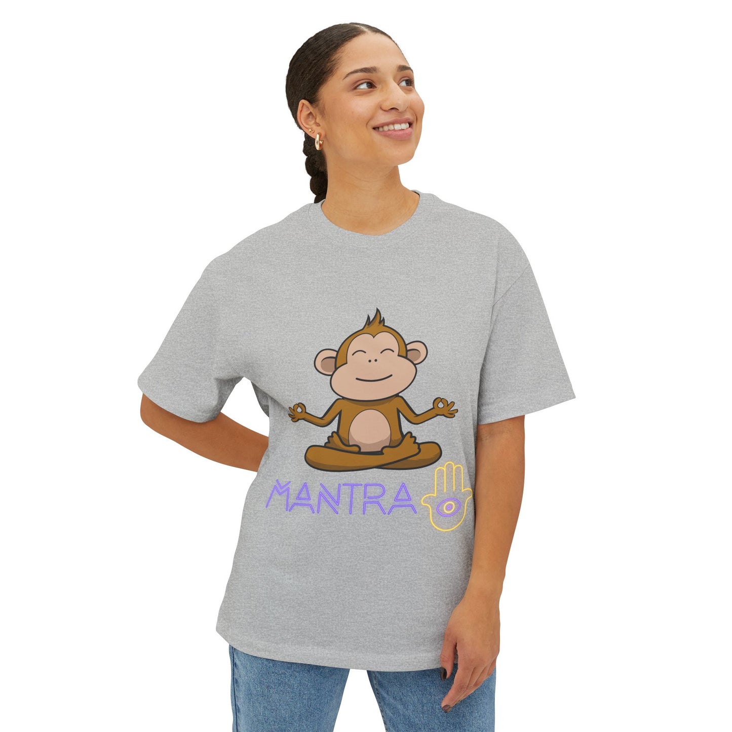 🧘♀️ Wear Your Peace. Mindful Monkey Graphic Tee | Unisex Boxy T-Shirt for Yoga Lovers, Gifts for Him/Her, Relaxation Apparel, Meditative Wear, Casual Streetwear