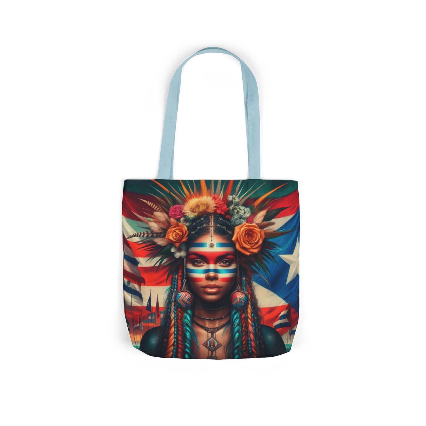 PUERTO RICO Canvas Tote Bag, 5-Color Straps