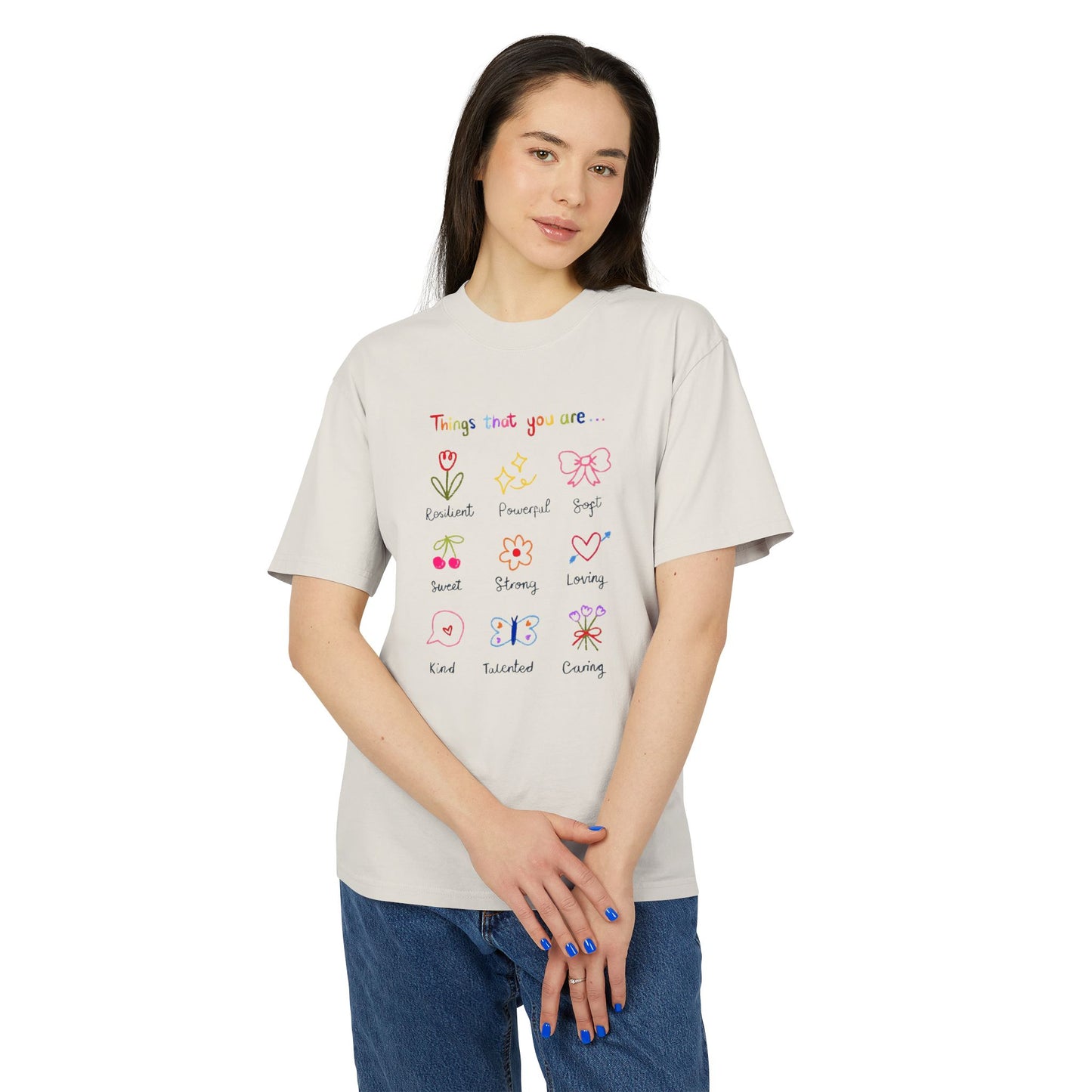 ✨ Let your outfit reflect your inner peace. Unisex Heavy Faded Tee with Whimsical Floral Design, Cute Gift, Casual Wear, Spring Style, Everyday Comfort