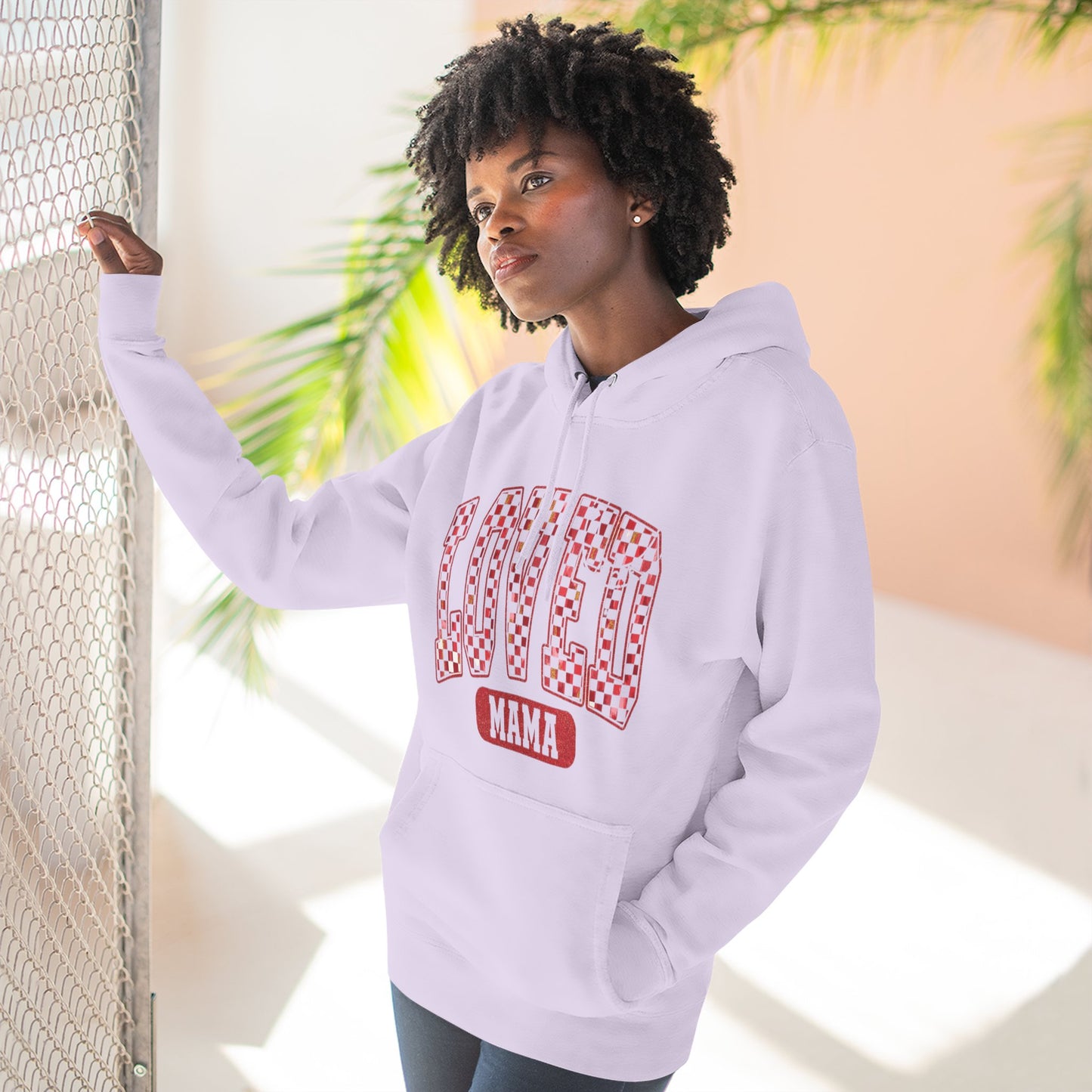 Hoodie Loved Mama Checkerboard Graphic Hoodie