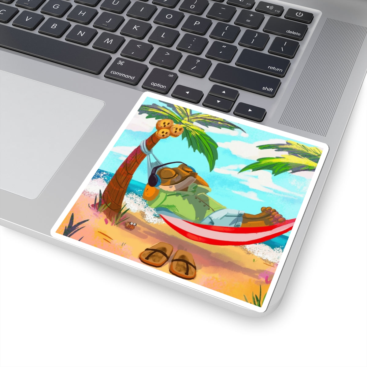 PR Stick Your Pride Anywhere Beach Vibes Kiss-Cut Stickers, Tropical Summer Stickers, Laptop Decor, Hammock Art,