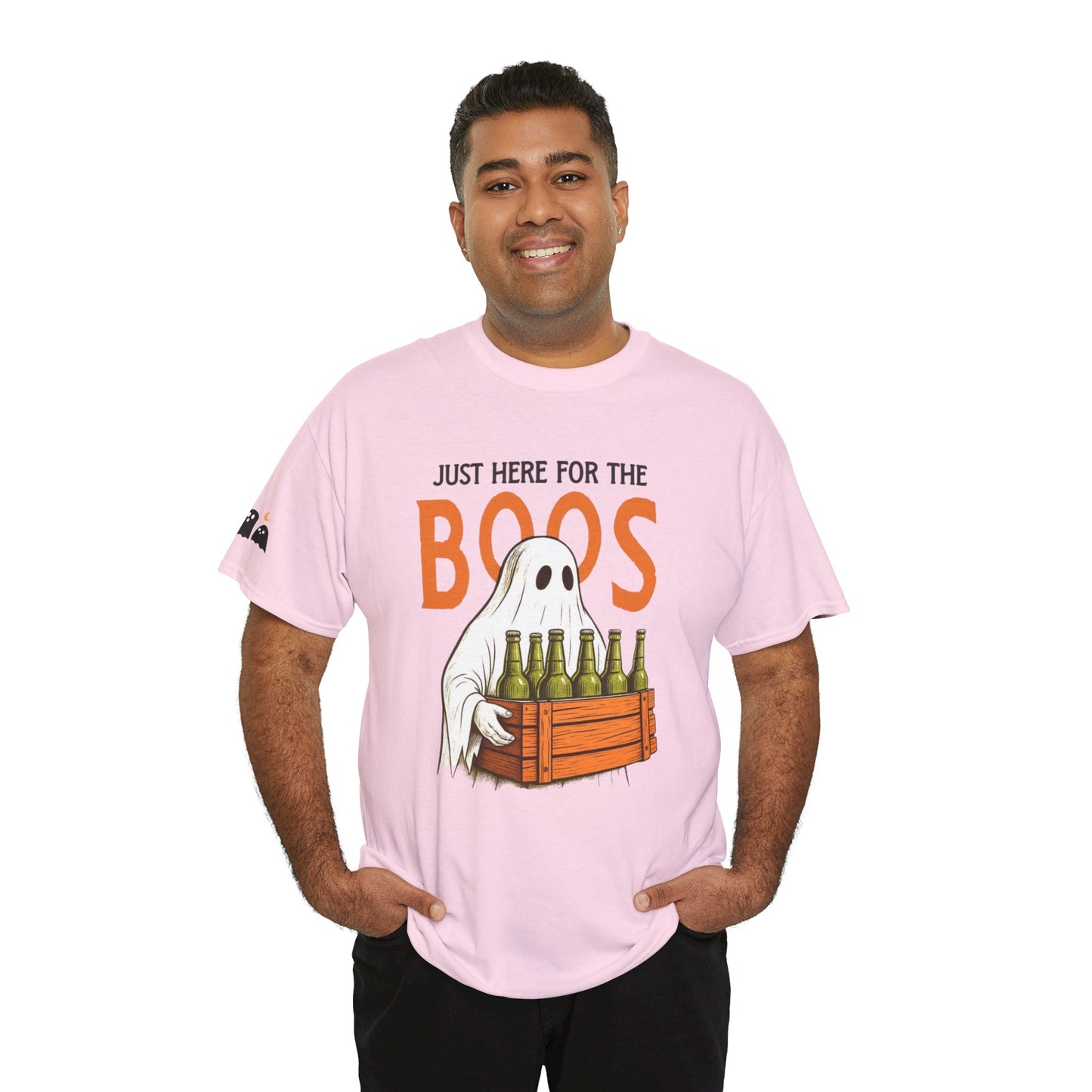 Just Here for the Boos Halloween Tee, Funny Ghost Shirt, Unisex Cotton T-Shirt, Spooky Party Apparel, Halloween Costume Top