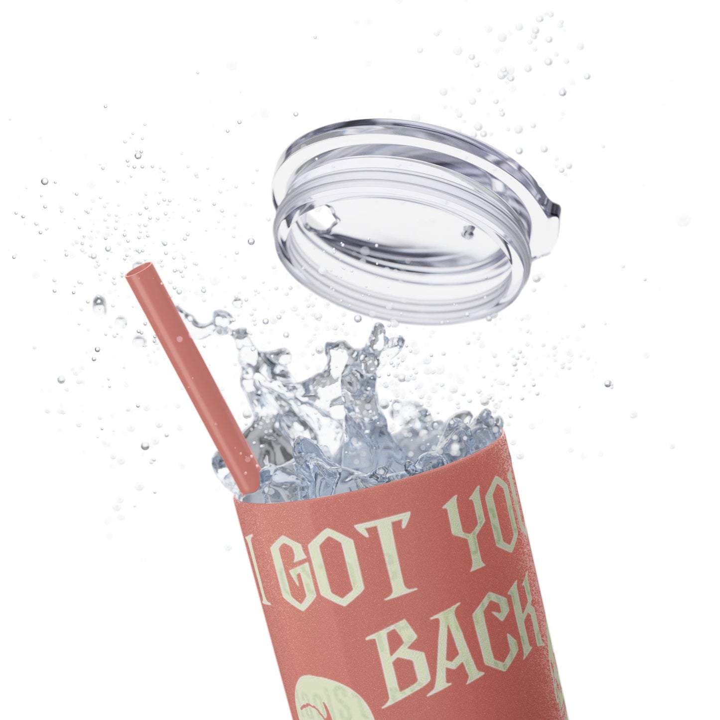 Halloween Skeleton-Themed Tumbler, Got Your Back Drinkware, I Got Your Back Skinny Tumbler, Cute Gifts for Halloween, Fun Vibes for Parties