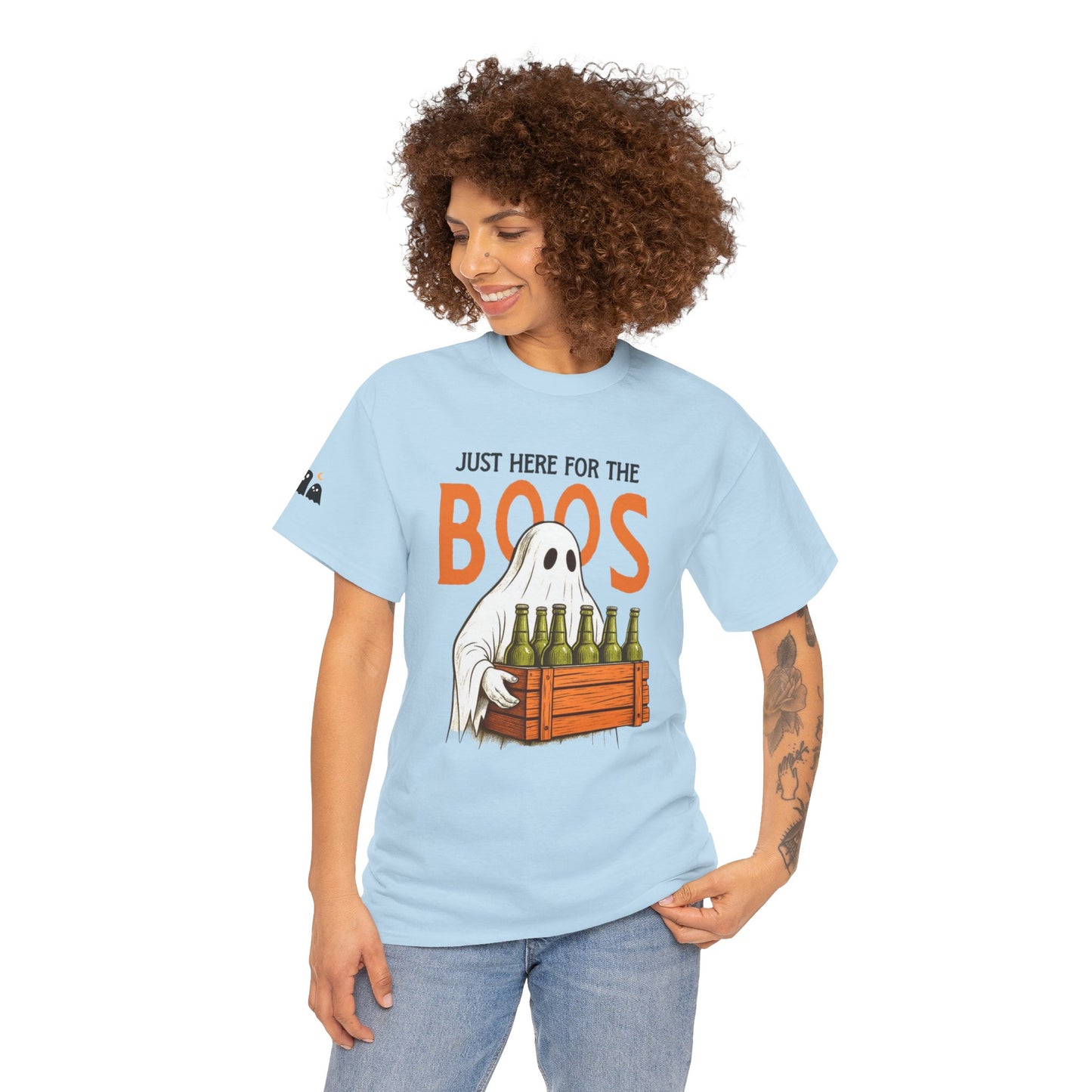 Just Here for the Boos Halloween Tee, Funny Ghost Shirt, Unisex Cotton T-Shirt, Spooky Party Apparel, Halloween Costume Top