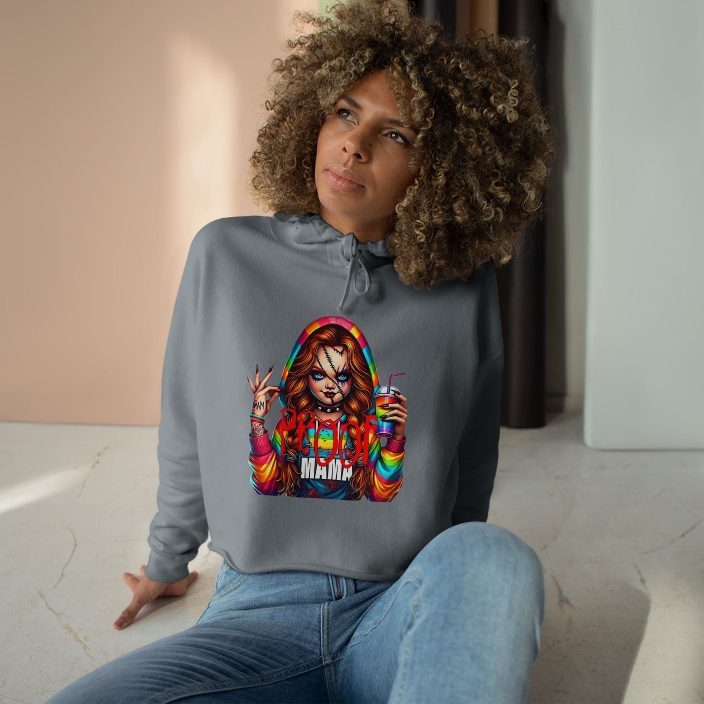Witchy vibes Colorful Graphic Crop Hoodie for Trendy Style, Party Wear, Festival Outfit, Gift for Her, Casual Fashion