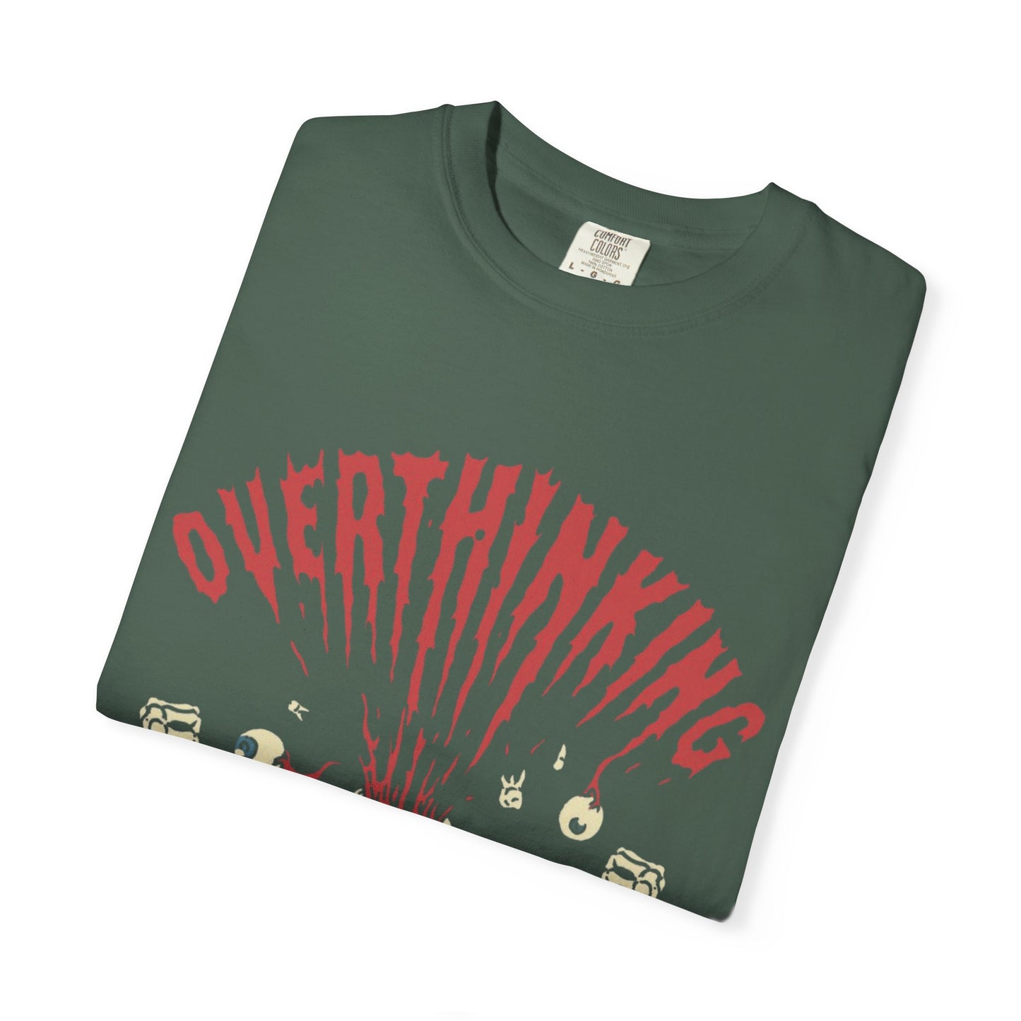 Mentally on Vacation Overthinking Garment-Dyed Unisex T-Shirt, Casual Wear, Gift for Anxiety Awareness, Self-Care Apparel, Unique Graphic Tee