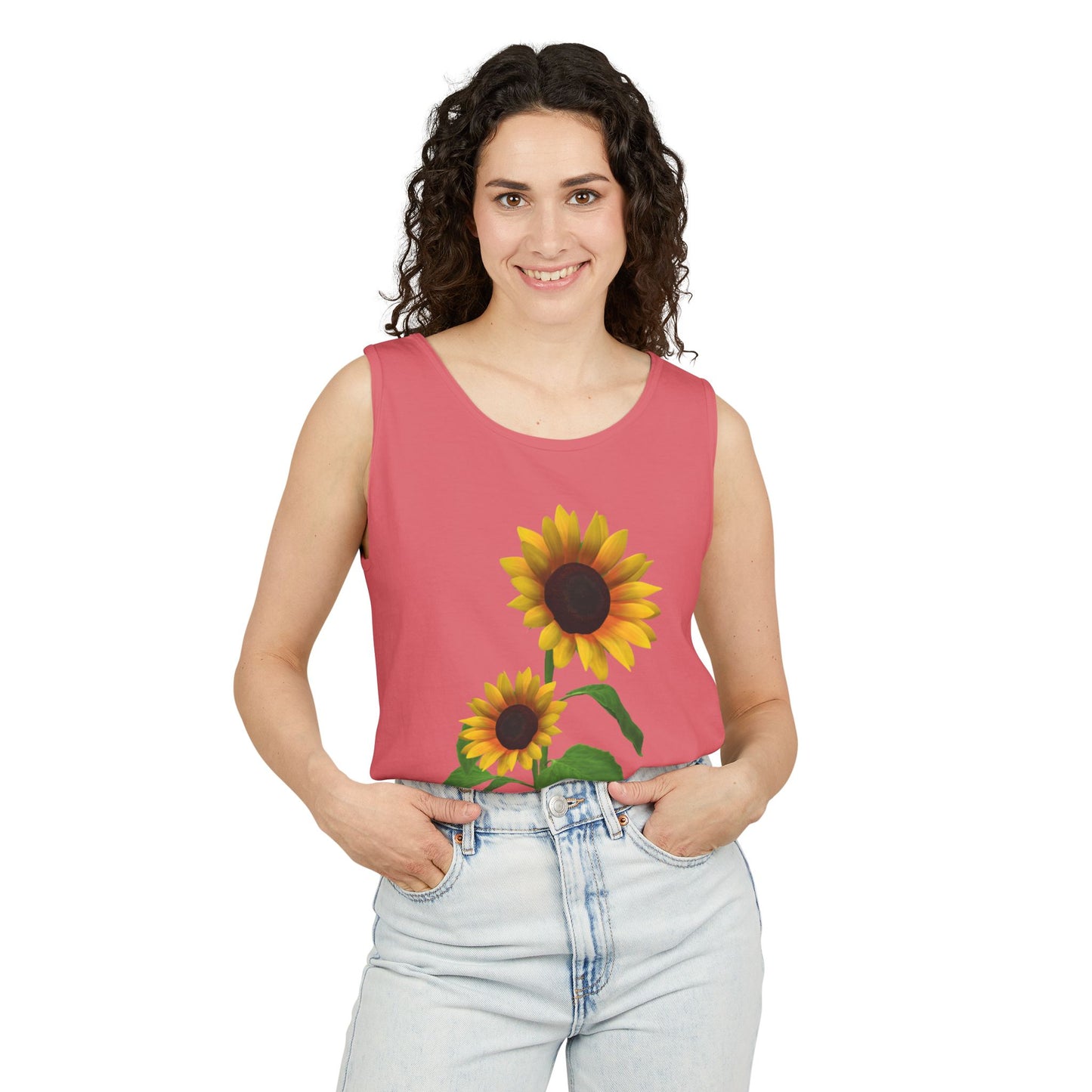 Sunflower Unisex Tank Top - Relaxed Summer Wear, Gift for Garden Lovers, Casual Beach Vibes, Perfect for Spring Celebrations, Gift Idea