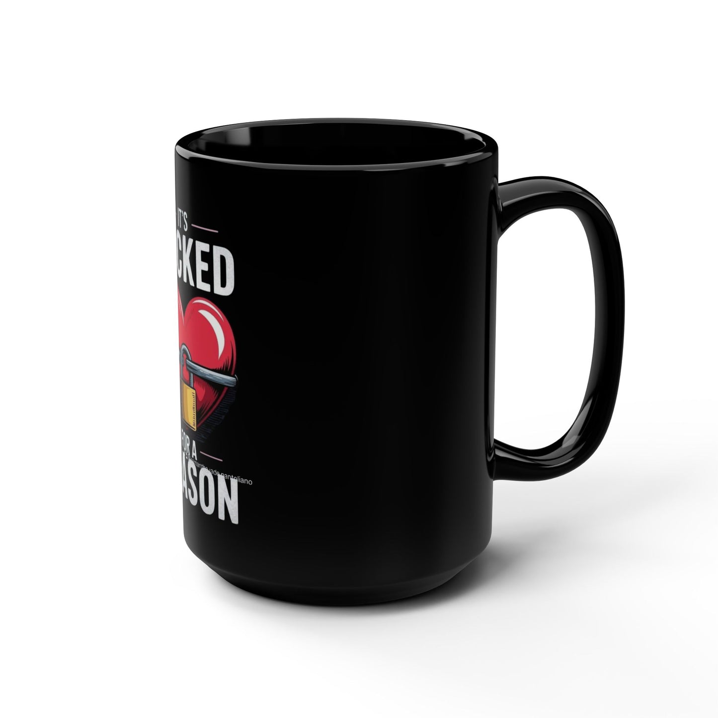 Heart Lock Humor Mug, Start your day with meaning. Funny Coffee Cup, Gift for Couples, Best Friend Present, Unique Home Decor