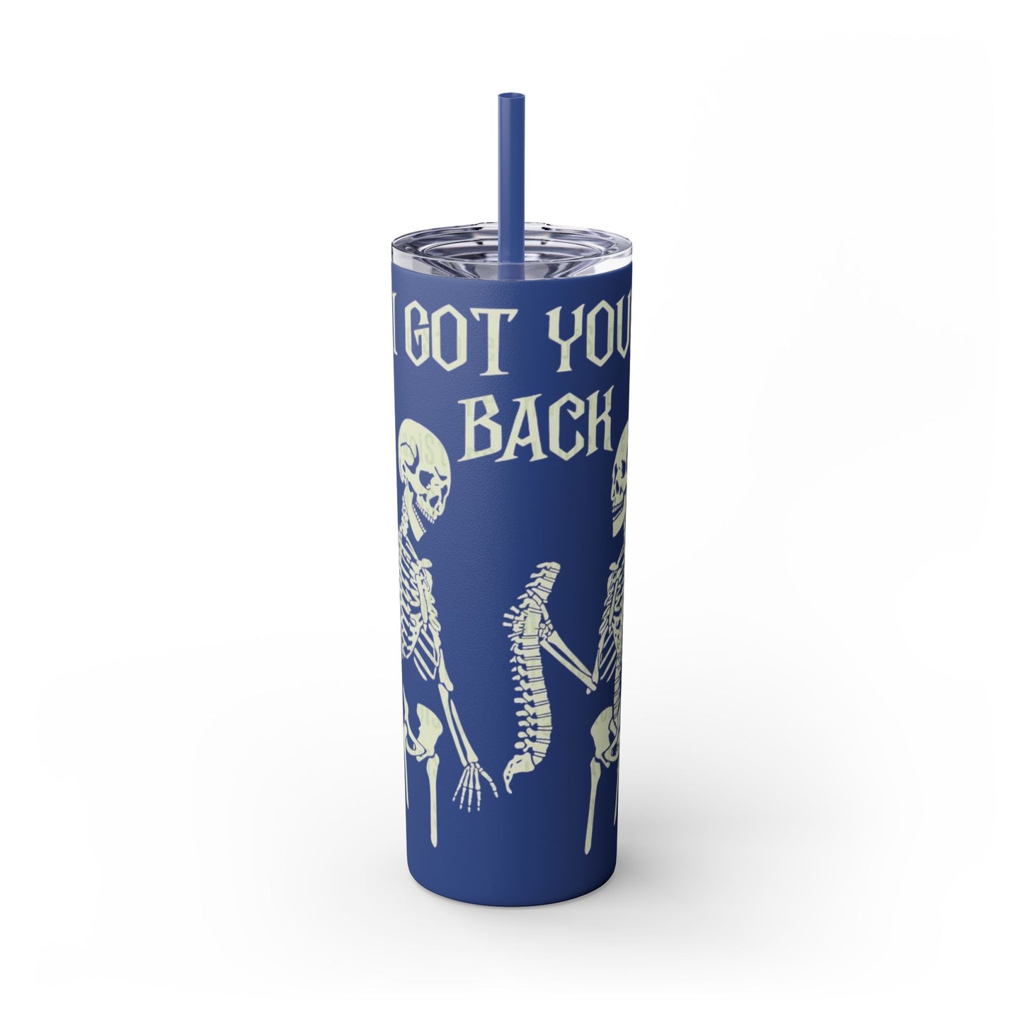Halloween Skeleton-Themed Tumbler, Got Your Back Drinkware, I Got Your Back Skinny Tumbler, Cute Gifts for Halloween, Fun Vibes for Parties