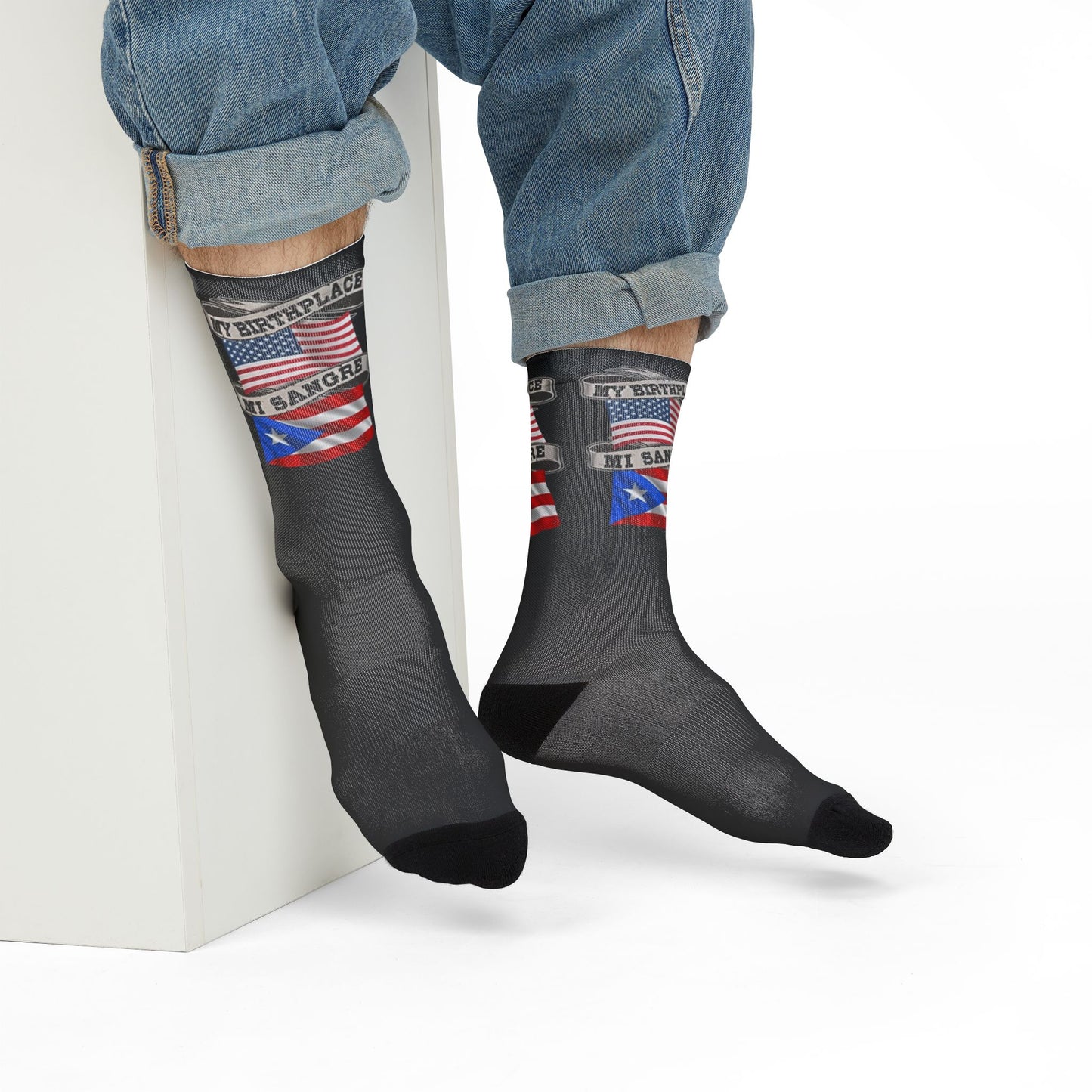 Step with Pride – From La Isla to NYC Patriotic Crew Socks | Perfect for 4th of July, Gifts for Travelers, Casual Wear, Fun Sock Collection, Warm & Cozy Feet
