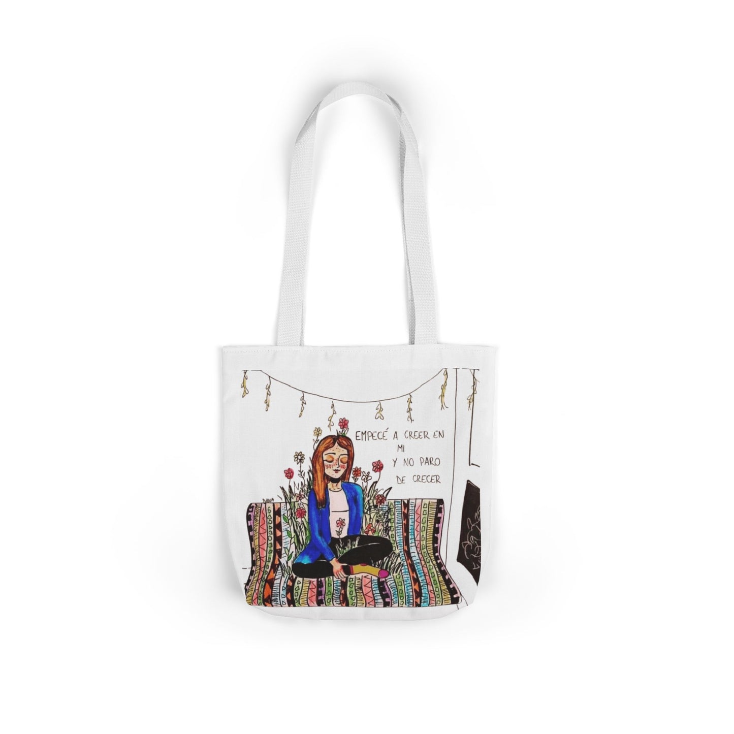 Lleva inspiración contigo a donde vayas Bohemian Style Canvas Tote Bag, Inspirational Art, Ideal for Gifts, Eco-Friendly Shopping, Beach Days, Travel Adventures