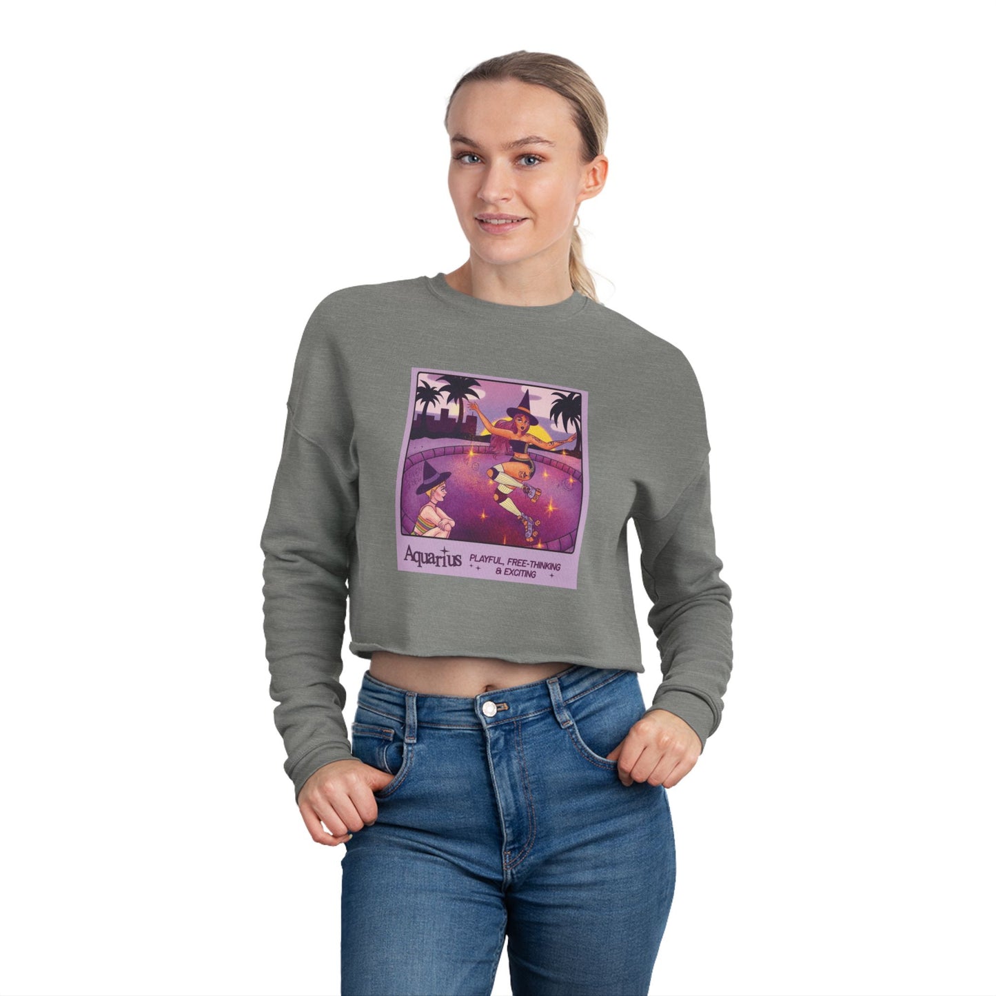 Spooky sweater Vintage-Inspired Women's Cropped Sweatshirt, Cozy Casual Wear, Unique Gift Idea, Trendy Fashion, Astrology Themed
