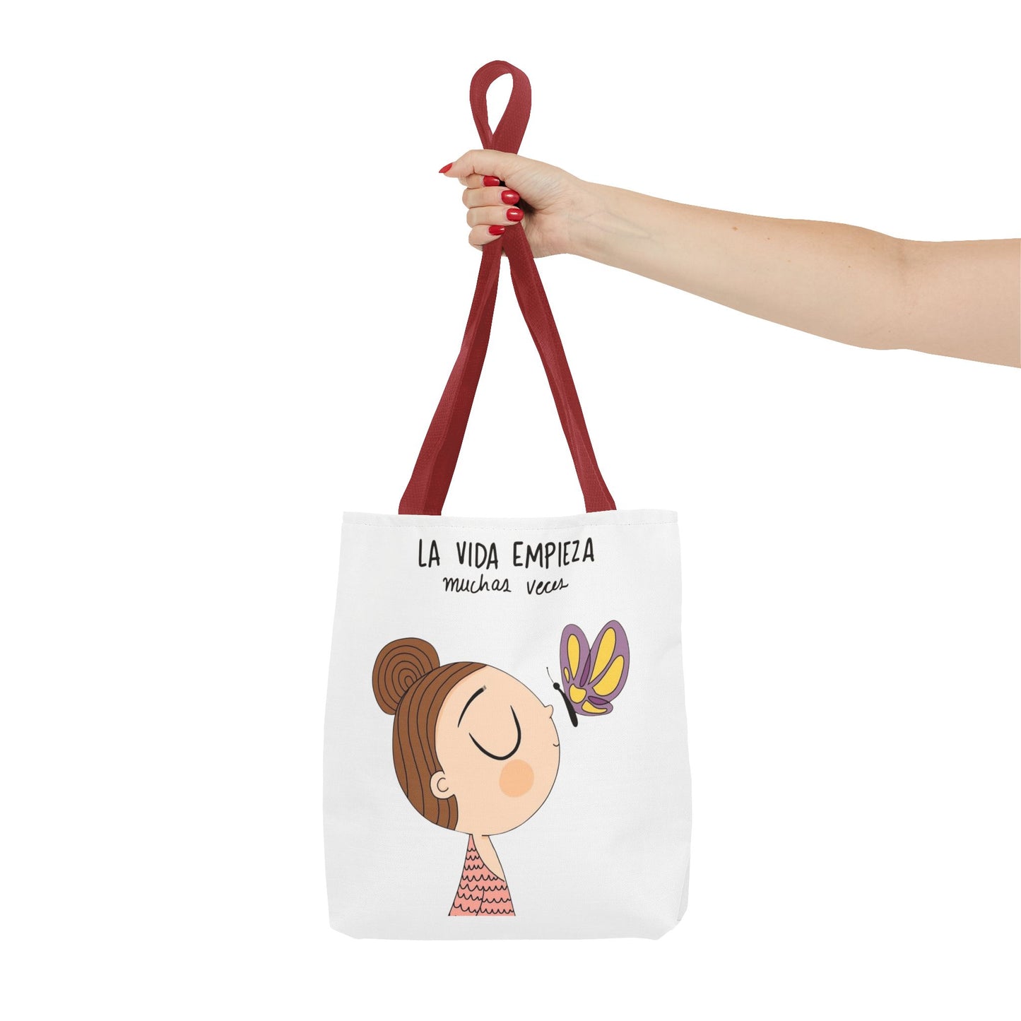 Lleva inspiración contigo a donde vayas, Eco-Friendly Carryall, Motivational Gift, Cute Reusable Shopper, Butterfly Design, Brighten Your Day
